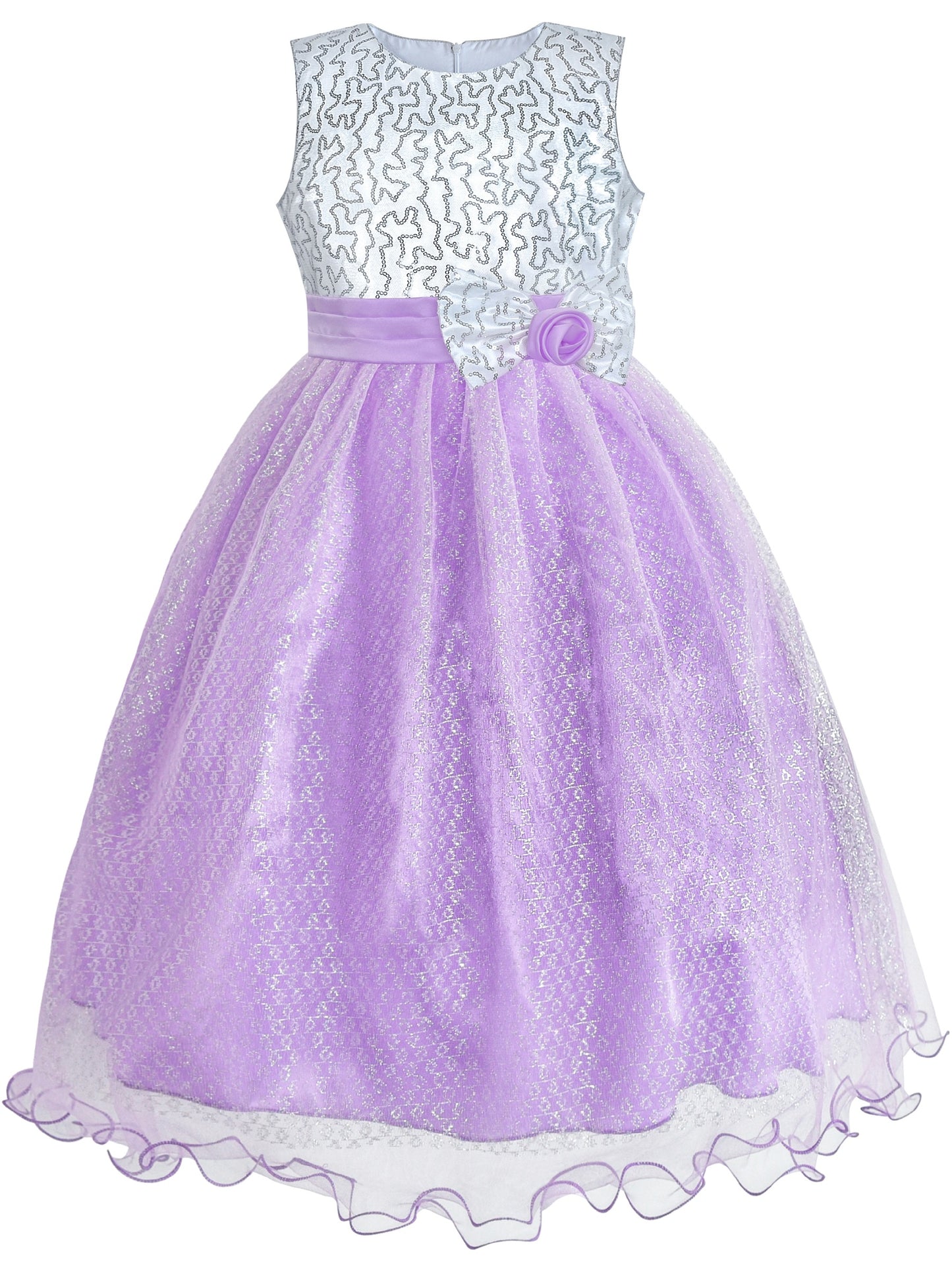 Girls Dress Glitter Sequin Wedding Bridesmaid Pageant Purple