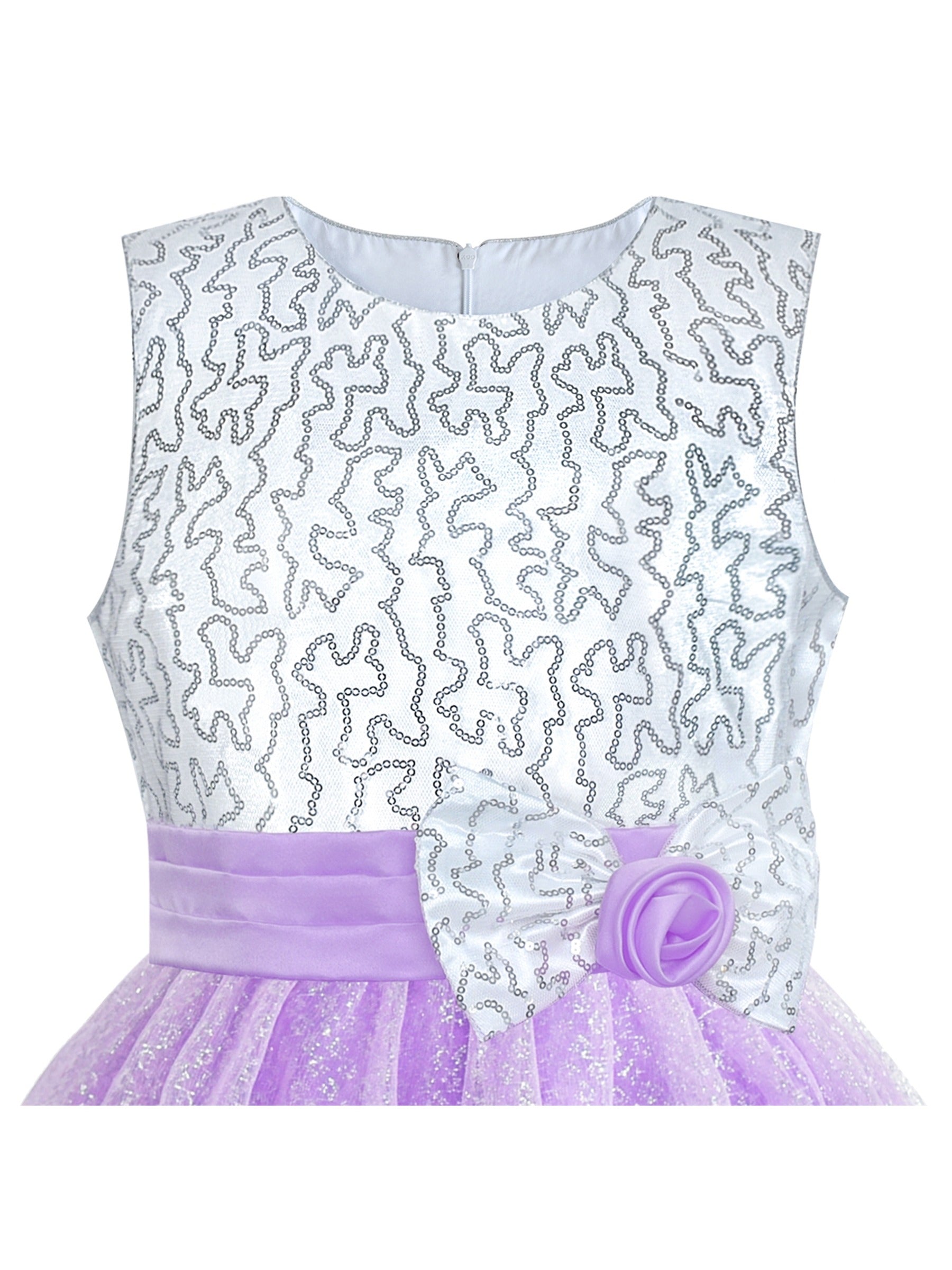 Girls Dress Glitter Sequin Wedding Bridesmaid Pageant Purple