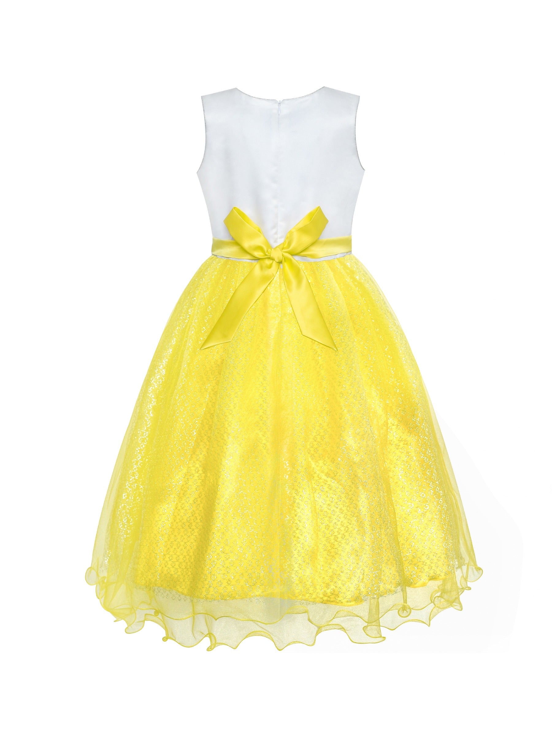 Girls Dress Glitter Sequin Wedding Bridesmaid Pageant Yellow