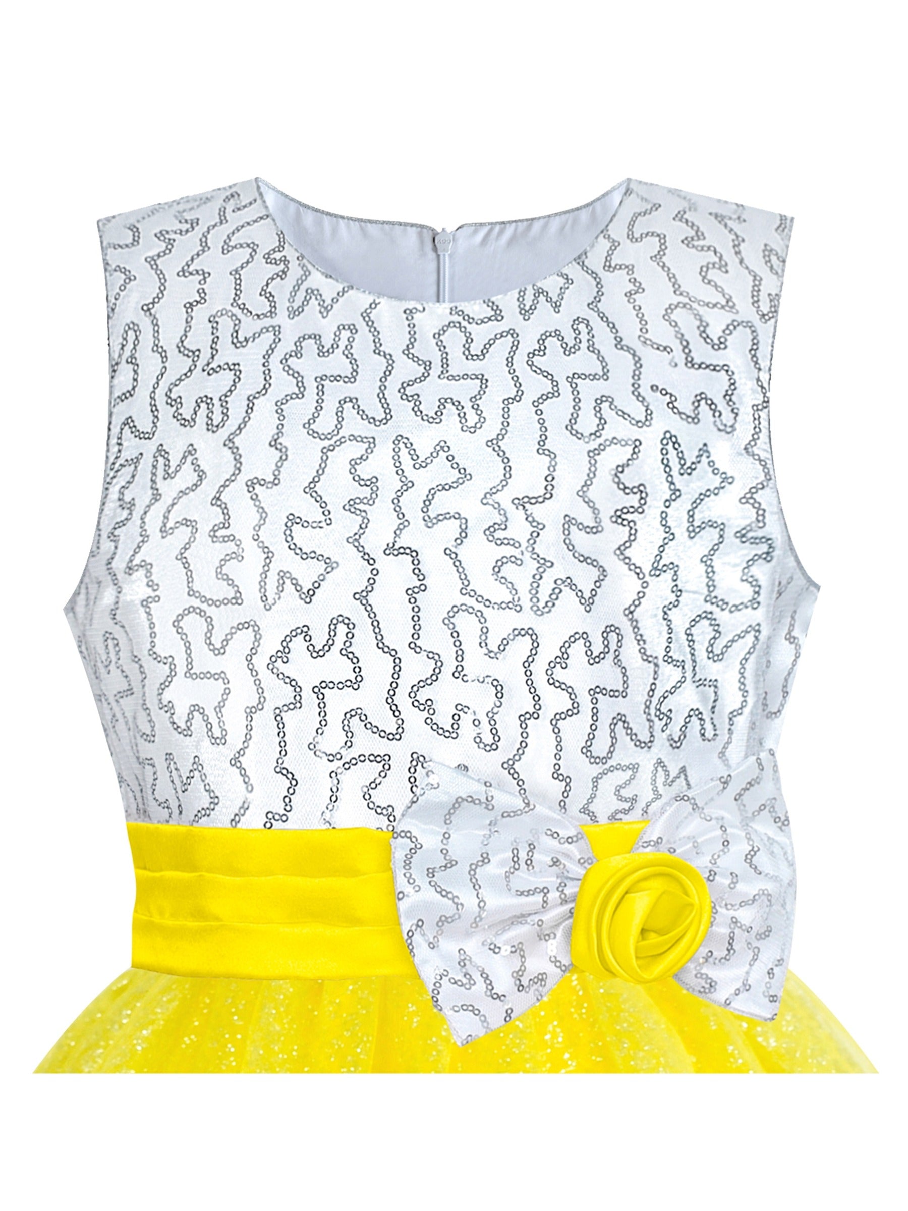 Girls Dress Glitter Sequin Wedding Bridesmaid Pageant Yellow