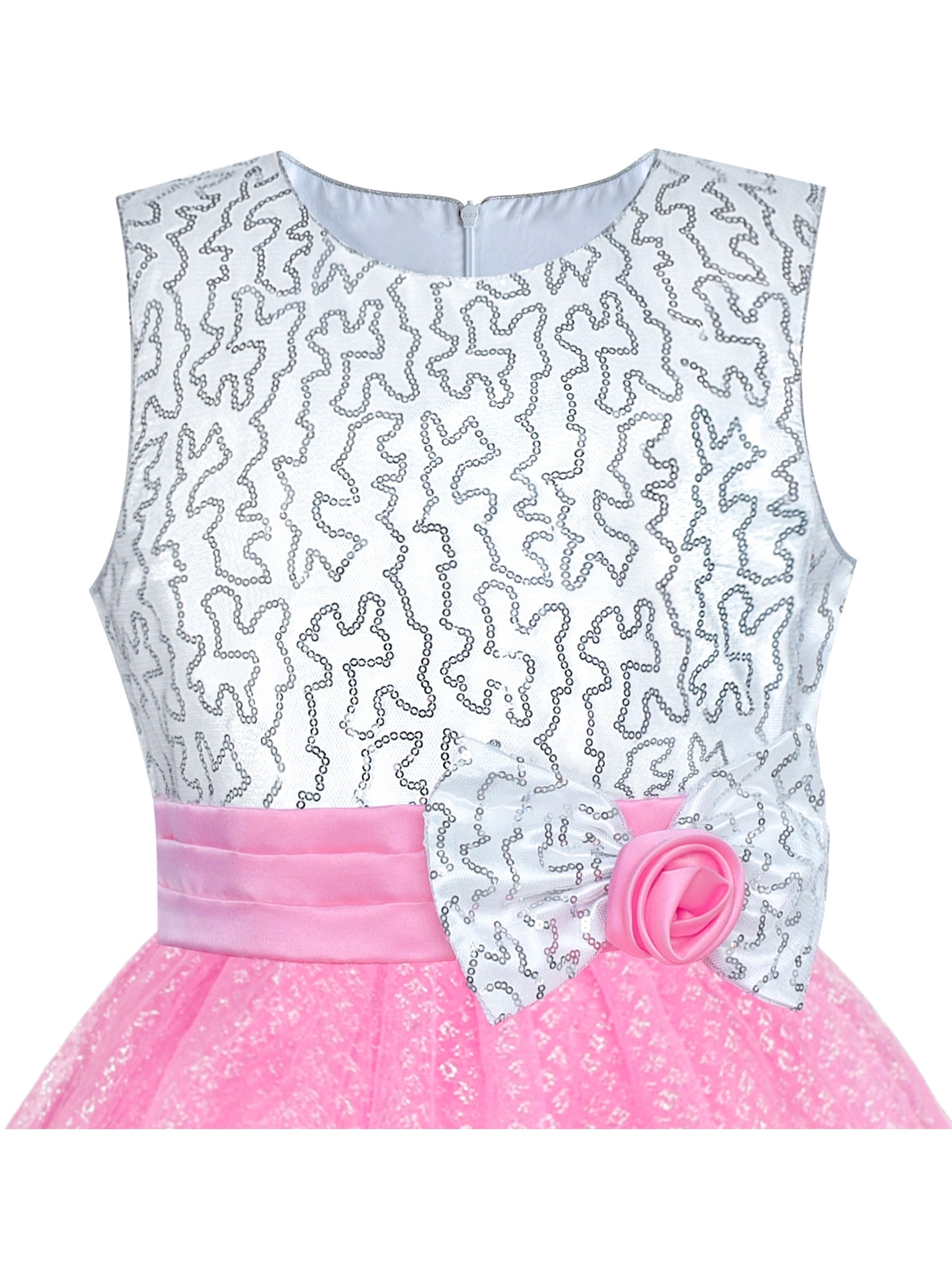 Girls Dress Glitter Sequin Wedding Bridesmaid Pageant Pink