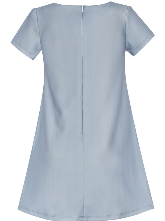 Girls Dress Gray blue Embroidered Jellyfish Clownfish A-line Dress Blue