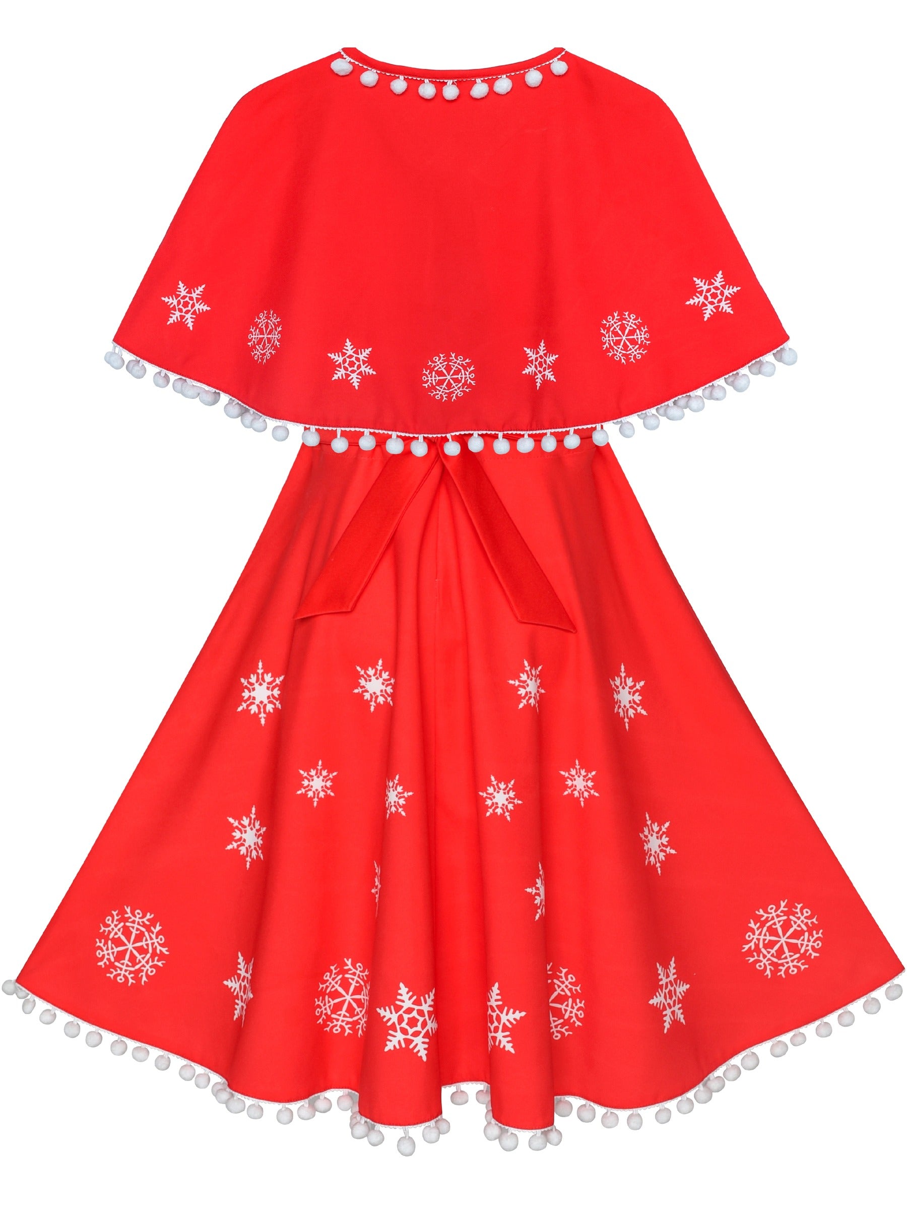 Girls Dress Red Cape Cloak Christmas New Year Holiday Party Red