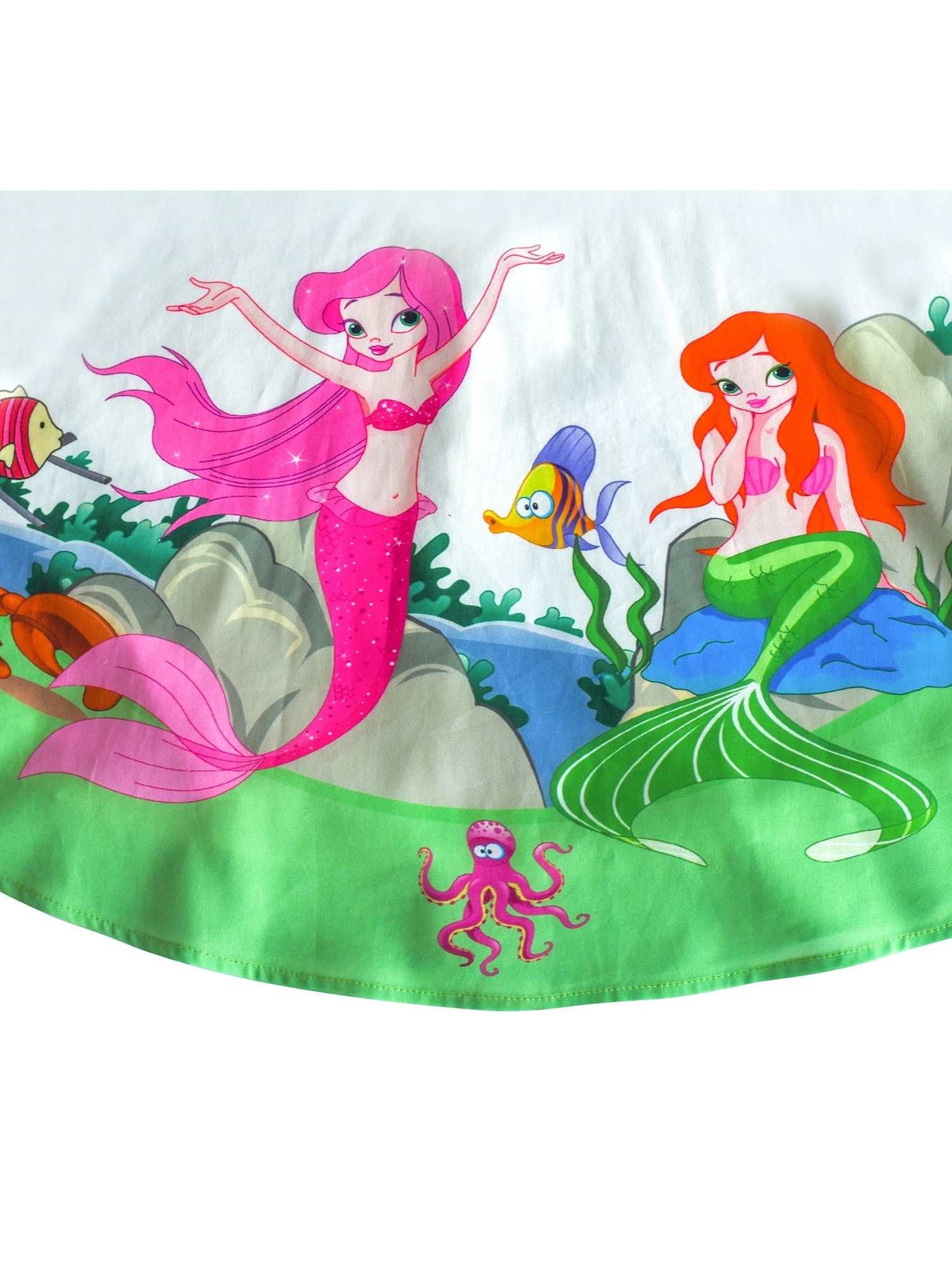 Girls Dress Mermaid Cartoon Princess Ruffle Collar Party Dress Green
