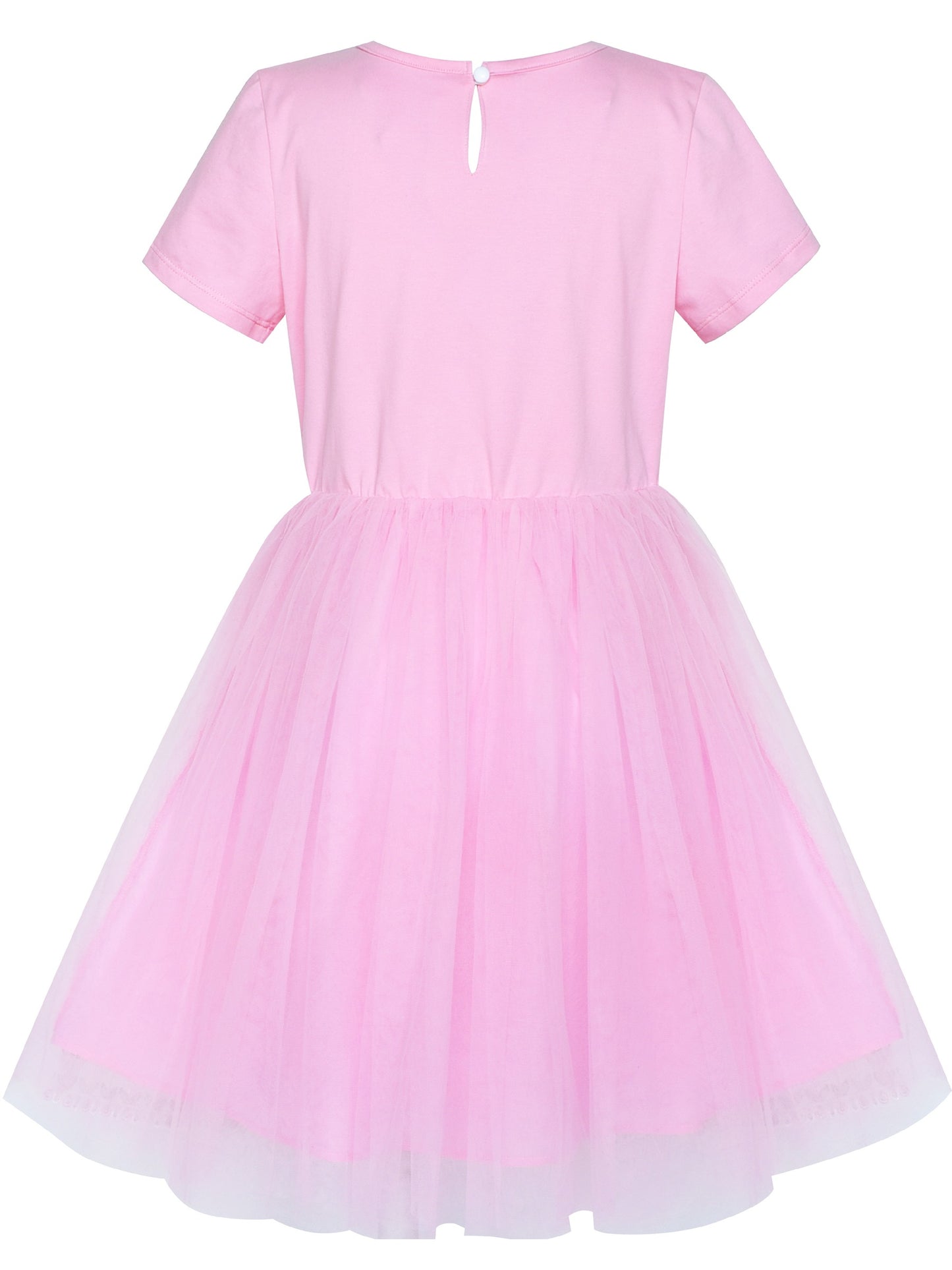 Girls Dress 2-in-1 Lace Yellow Short Sleeve Party Dress Pink