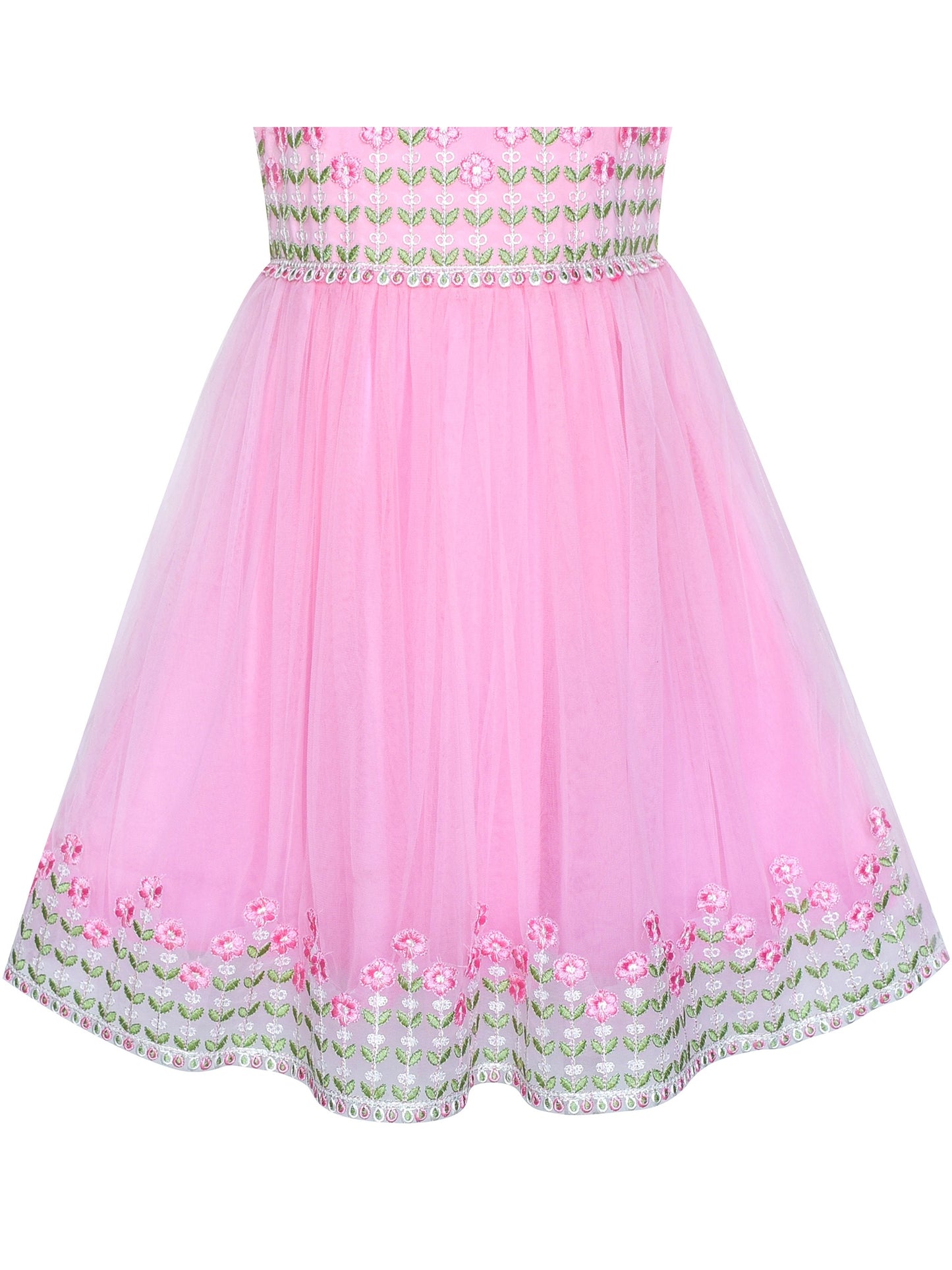 Girls Dress 2-in-1 Lace Yellow Short Sleeve Party Dress Pink