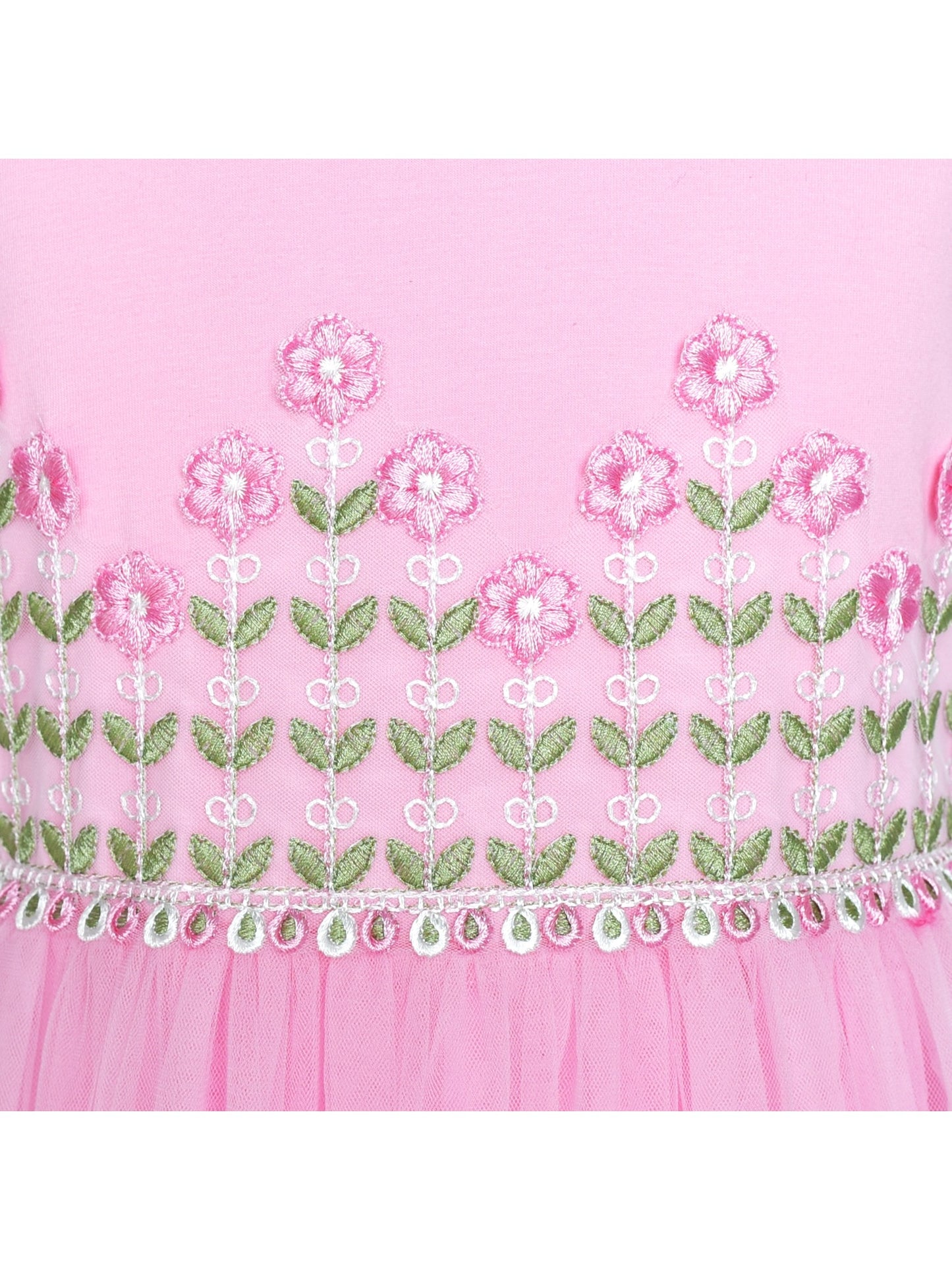 Girls Dress 2-in-1 Lace Yellow Short Sleeve Party Dress Pink