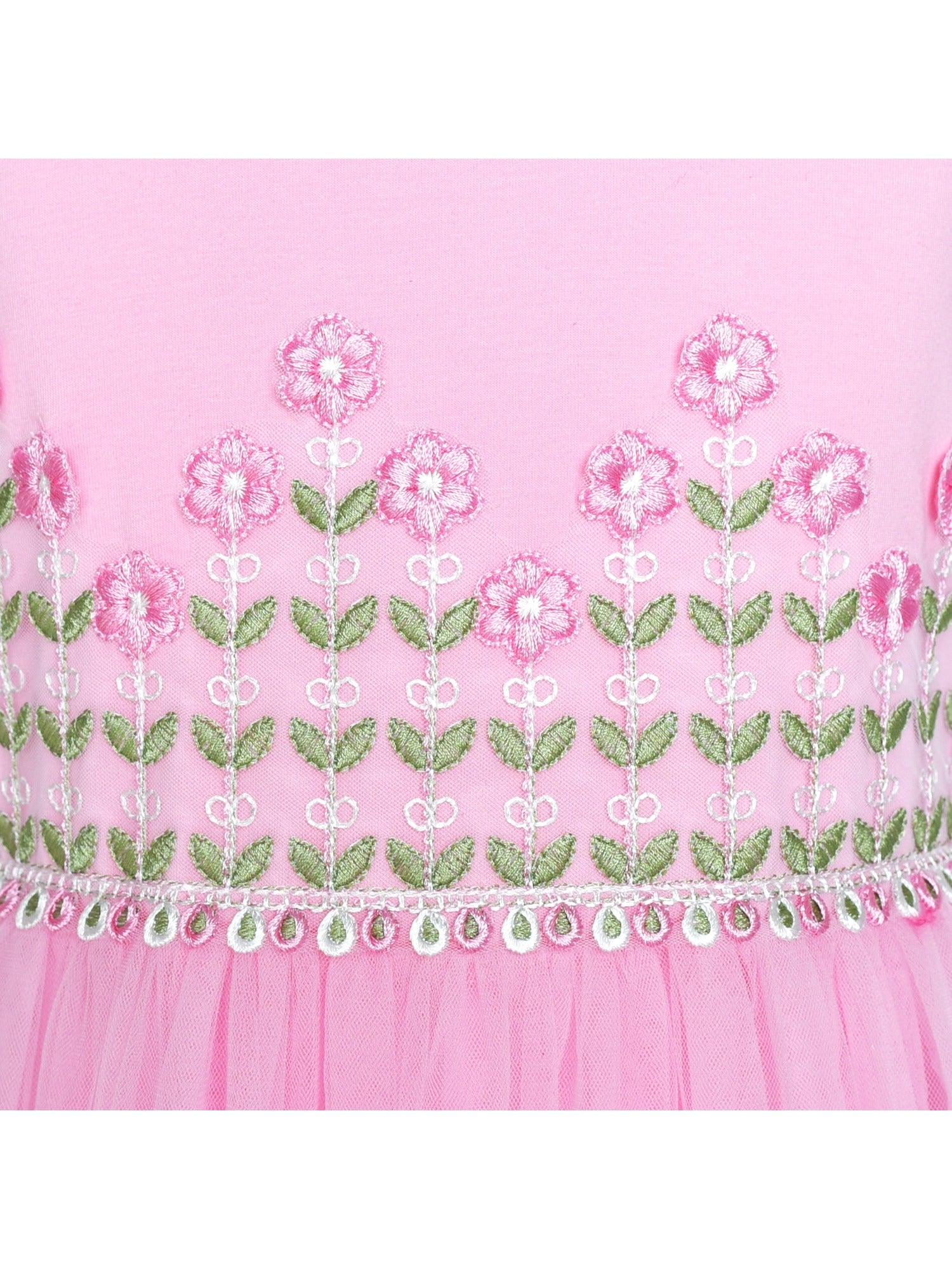 Girls Dress 2-in-1 Lace Yellow Short Sleeve Party Dress Pink