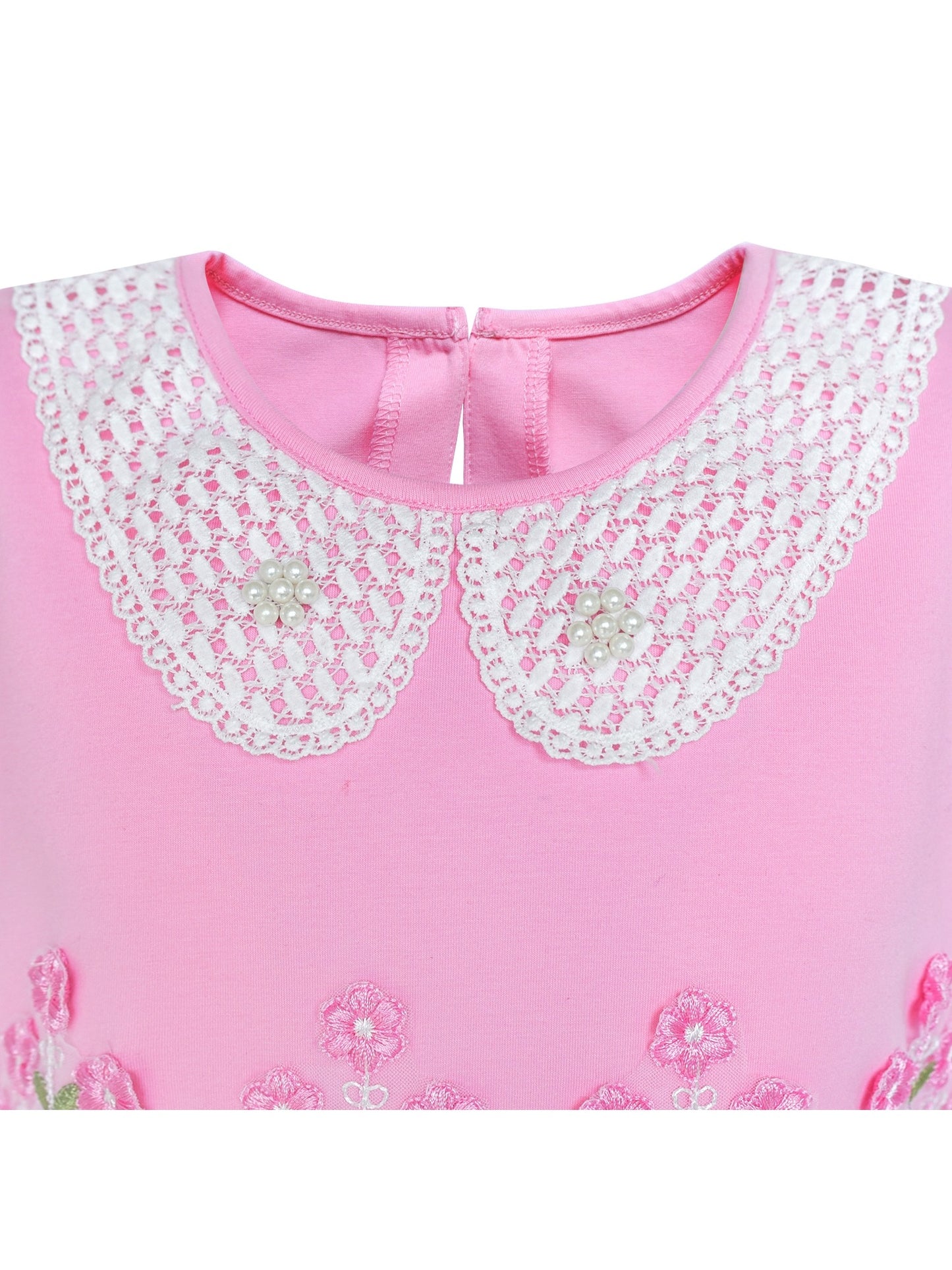 Girls Dress 2-in-1 Lace Yellow Short Sleeve Party Dress Pink