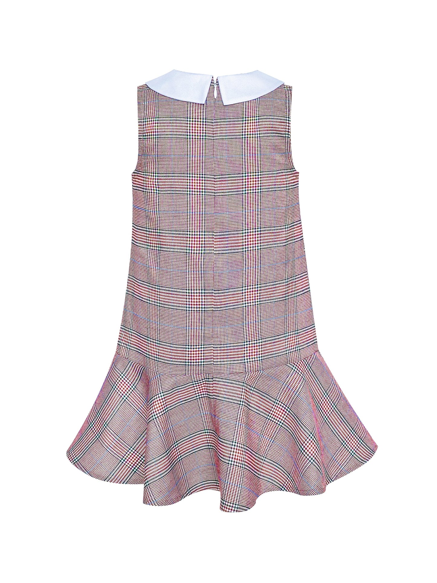Girls Dress Red Tartan Back School Uniform White Collar Dress Multi-Color