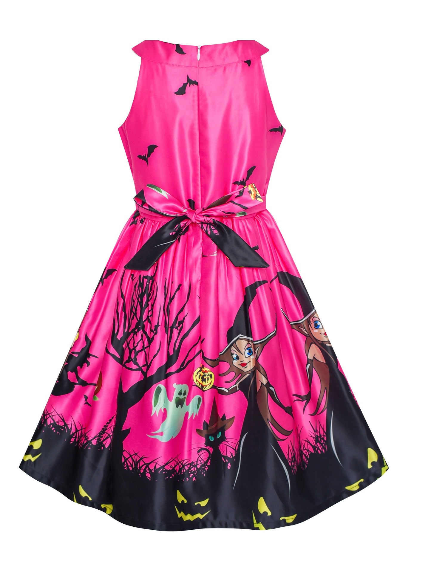 Girls Dress Halloween Witch Bat Pumpkin Costume Purple Dress Purple