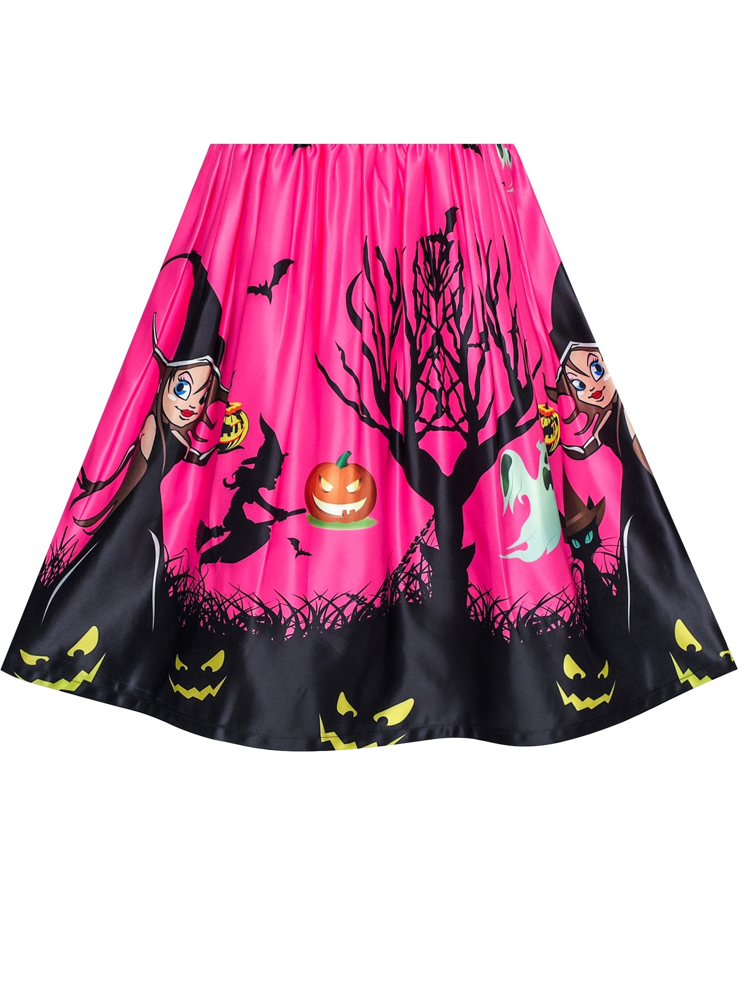 Girls Dress Halloween Witch Bat Pumpkin Costume Purple Dress Purple