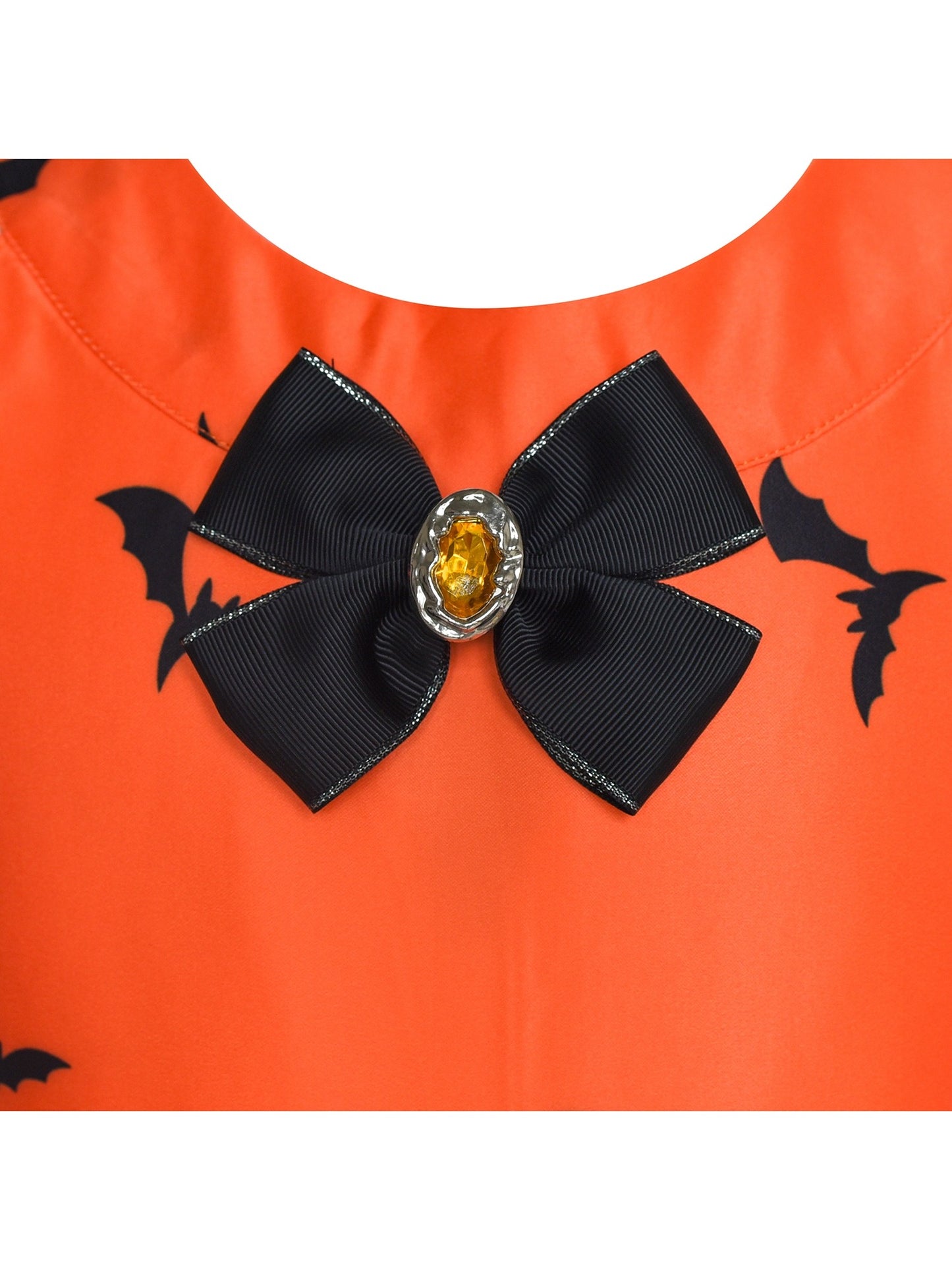 Girls Dress Halloween Witch Bat Pumpkin Costume Purple Dress Orange