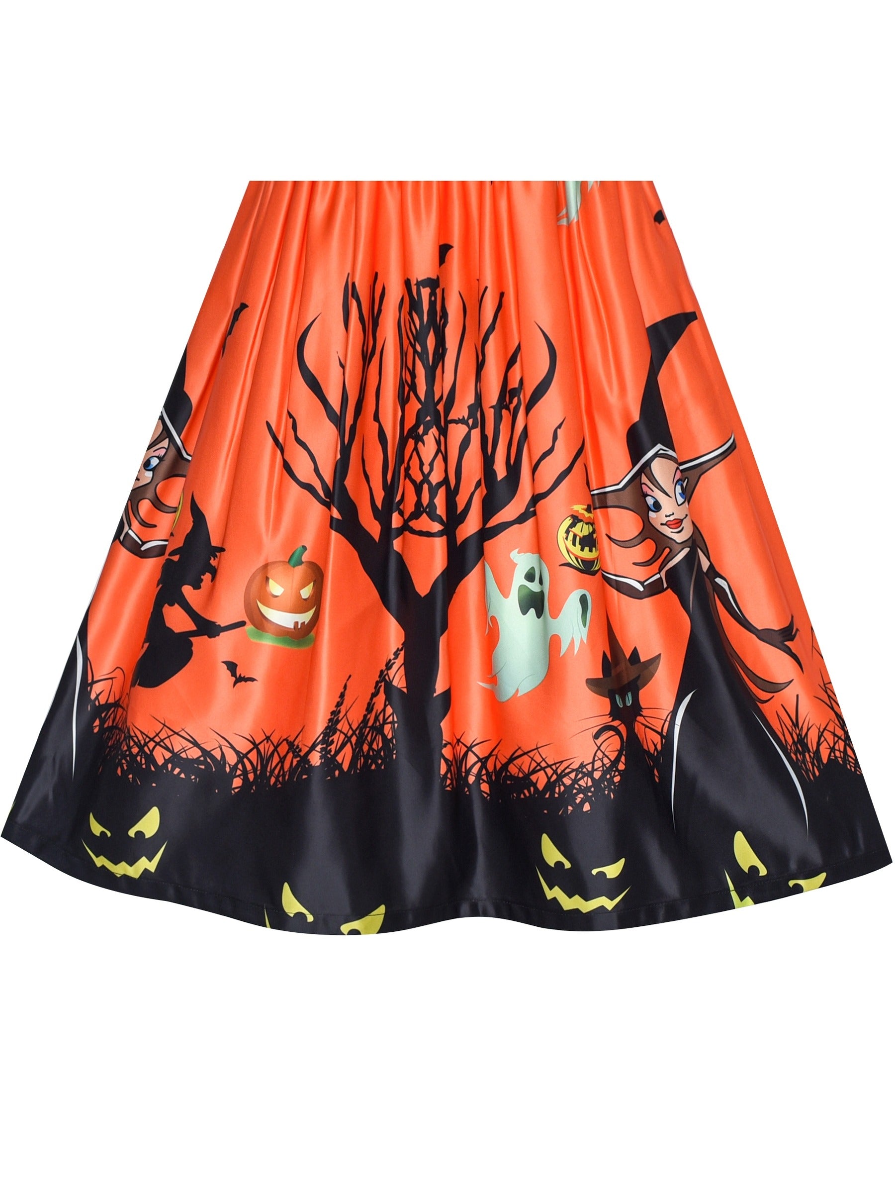 Girls Dress Halloween Witch Bat Pumpkin Costume Purple Dress Orange