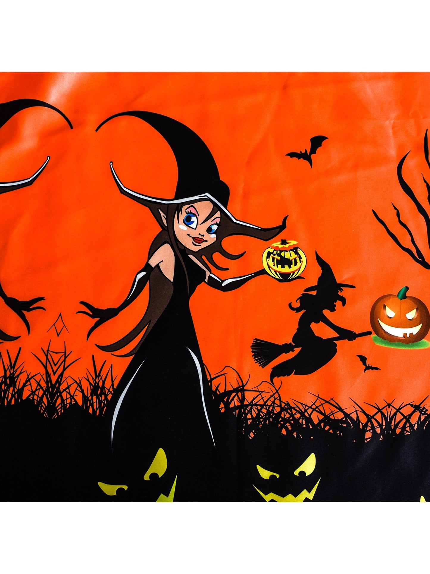 Girls Dress Halloween Witch Bat Pumpkin Costume Purple Dress Orange