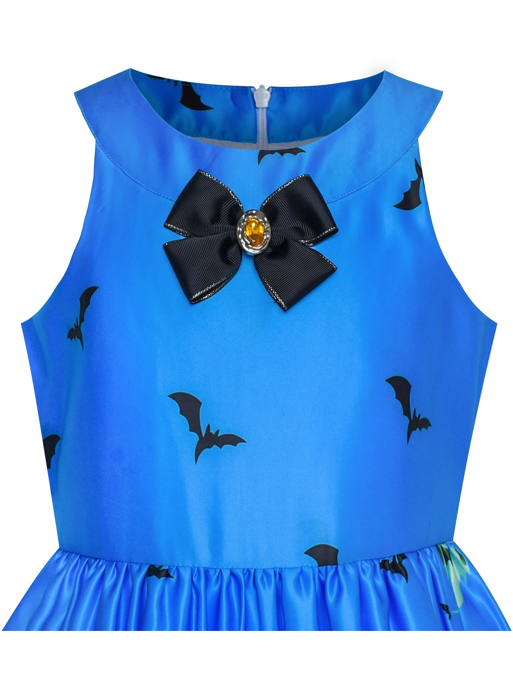 Girls Dress Halloween Witch Bat Pumpkin Costume Purple Dress Blue