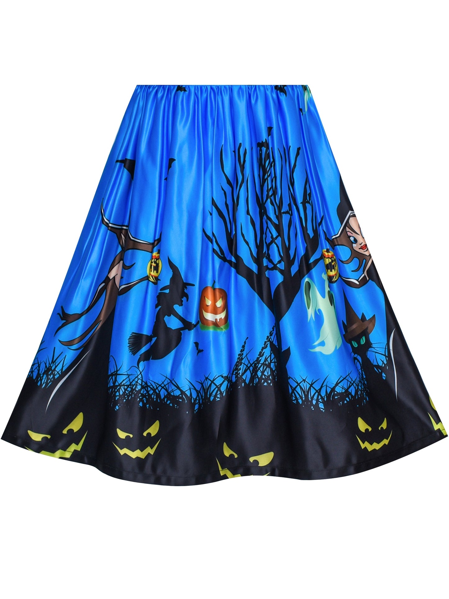 Girls Dress Halloween Witch Bat Pumpkin Costume Purple Dress Blue