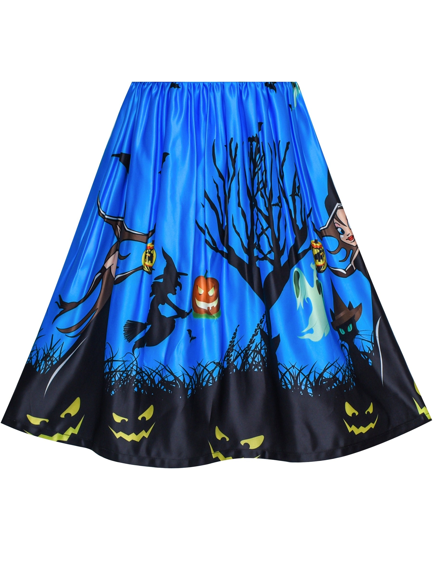 Girls Dress Halloween Witch Bat Pumpkin Costume Purple Dress Blue