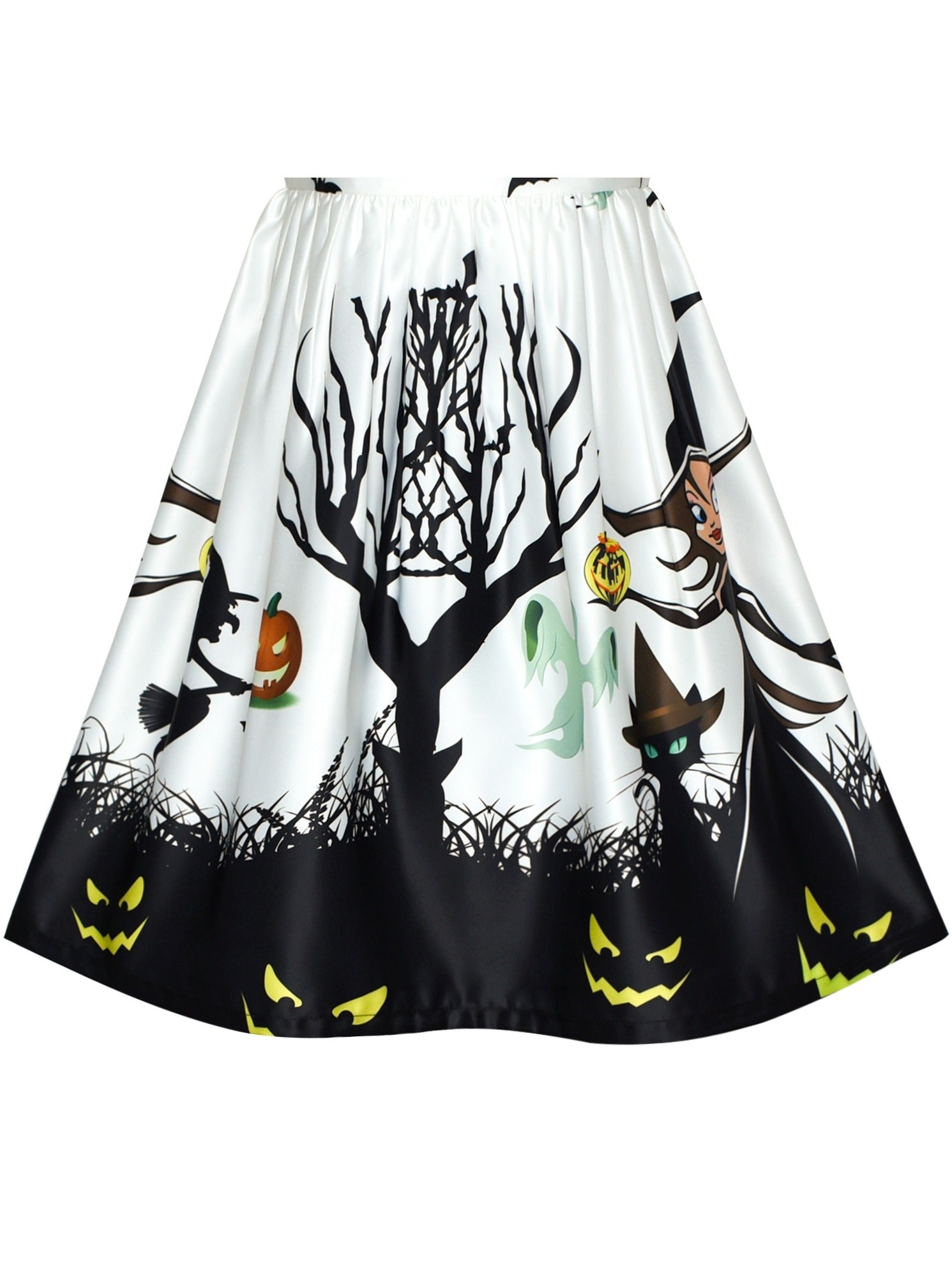 Girls Dress Halloween Witch Bat Pumpkin Costume Purple Dress White