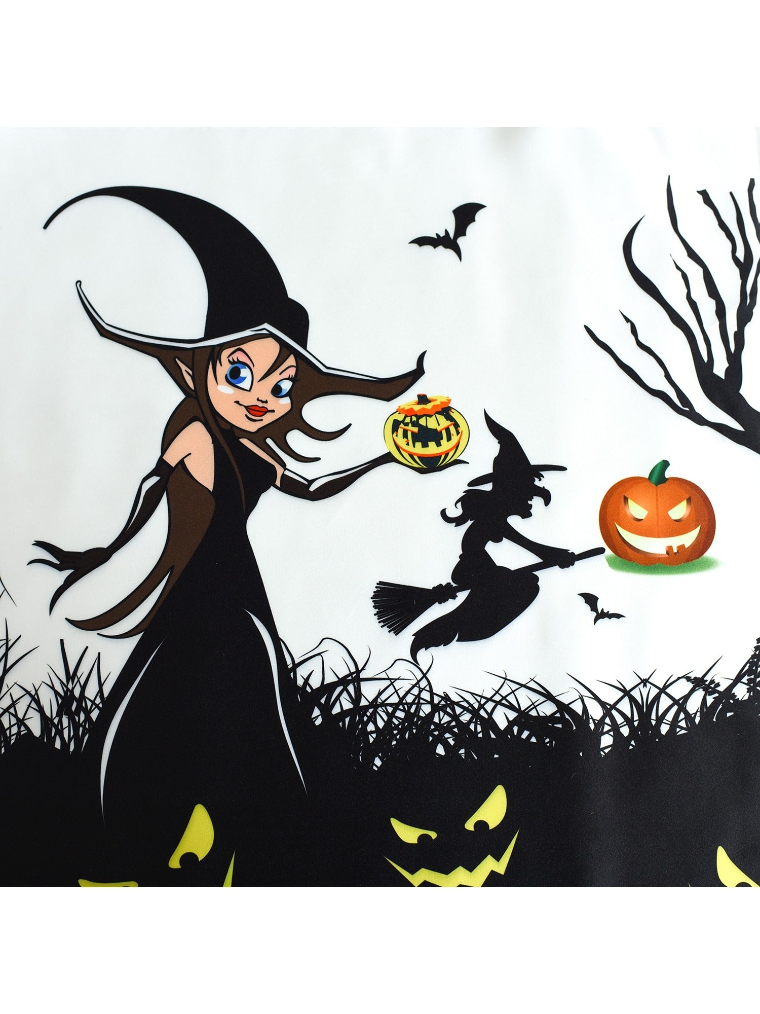 Girls Dress Halloween Witch Bat Pumpkin Costume Purple Dress White