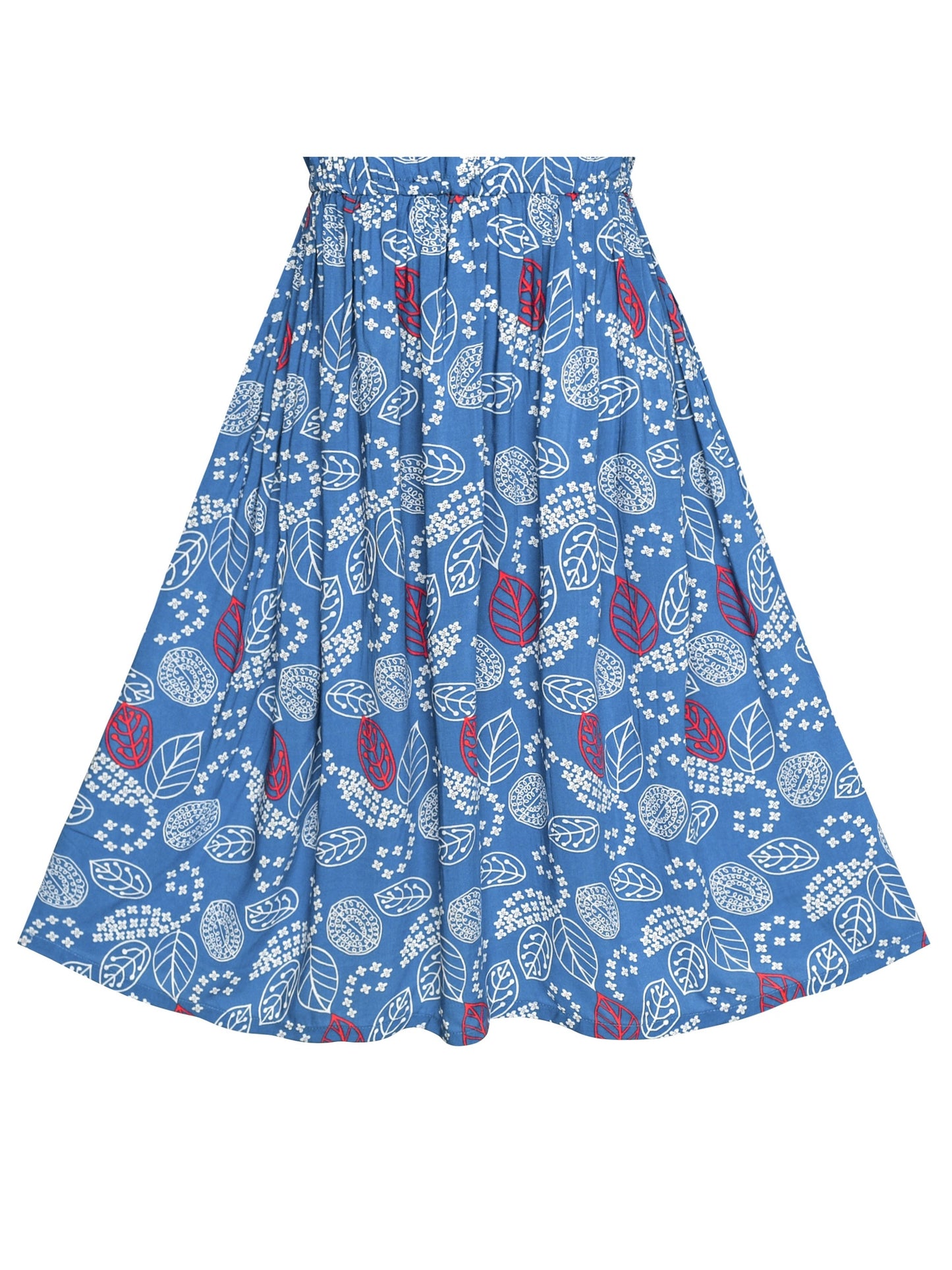 Girls Dress Sleeveless Floral Print Asymmetric Shoulder Design Blue