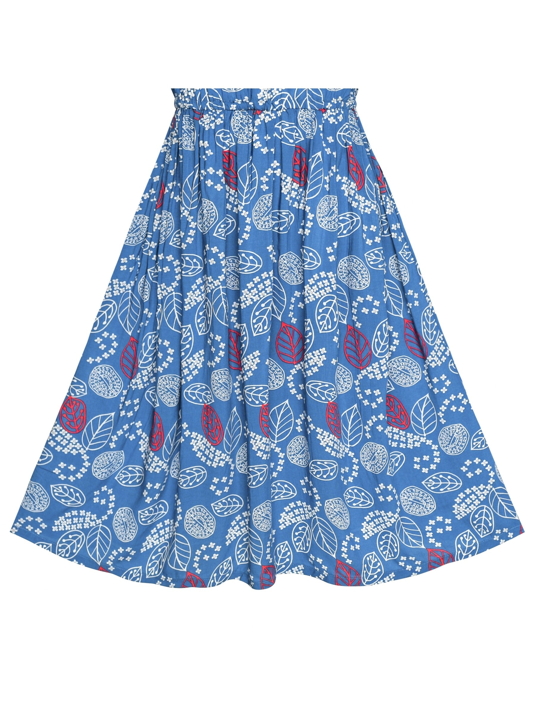 Girls Dress Sleeveless Floral Print Asymmetric Shoulder Design Blue