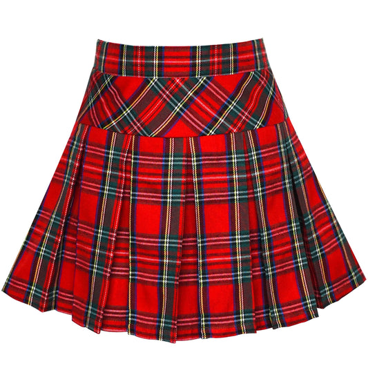 Girls Skirt Back School Uniform Red Tartan Skirt Red