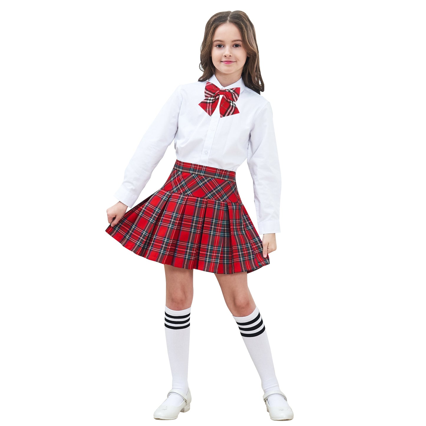 Girls Skirt Back School Uniform Red Tartan Skirt Red