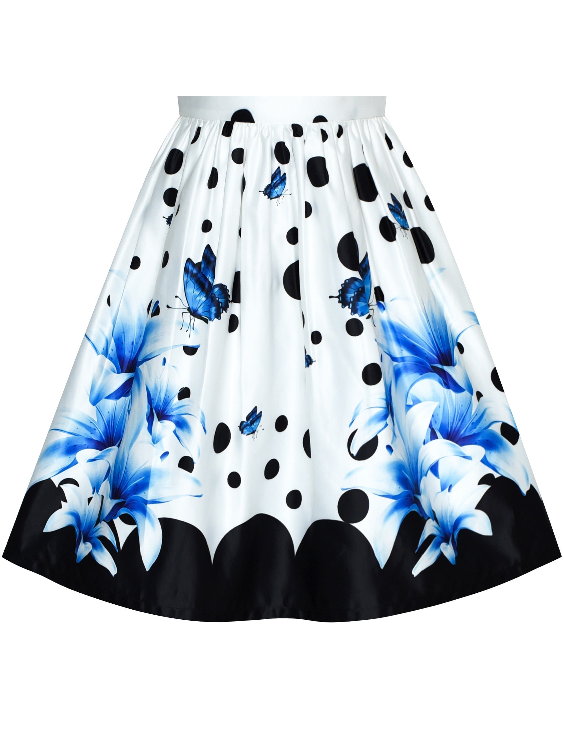 Girls Dress Flower Garden Print Elegant Chinese Style Multi-Color