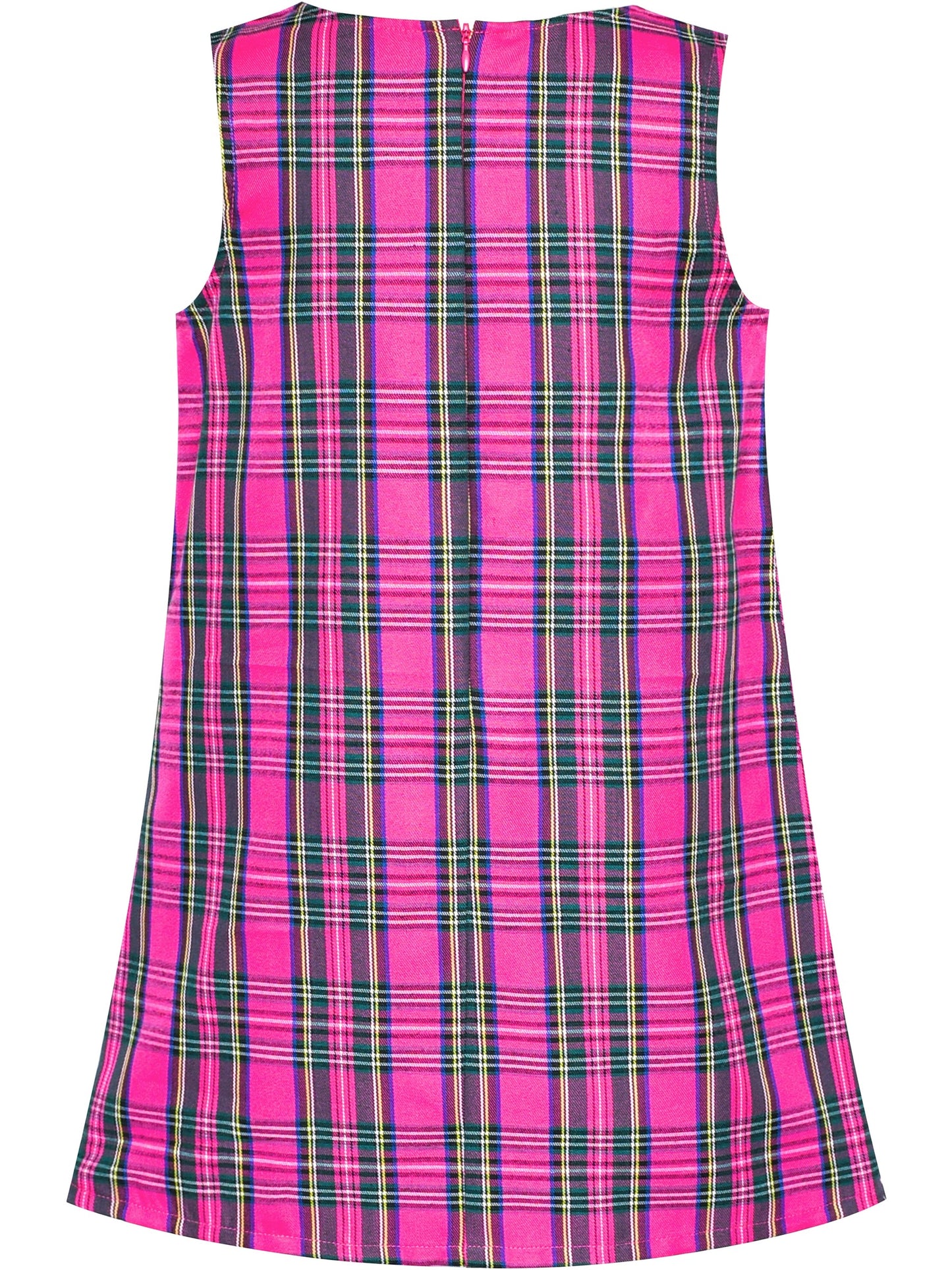 Girls Dress Plaid A-line Bow Tie School Uniform Purple
