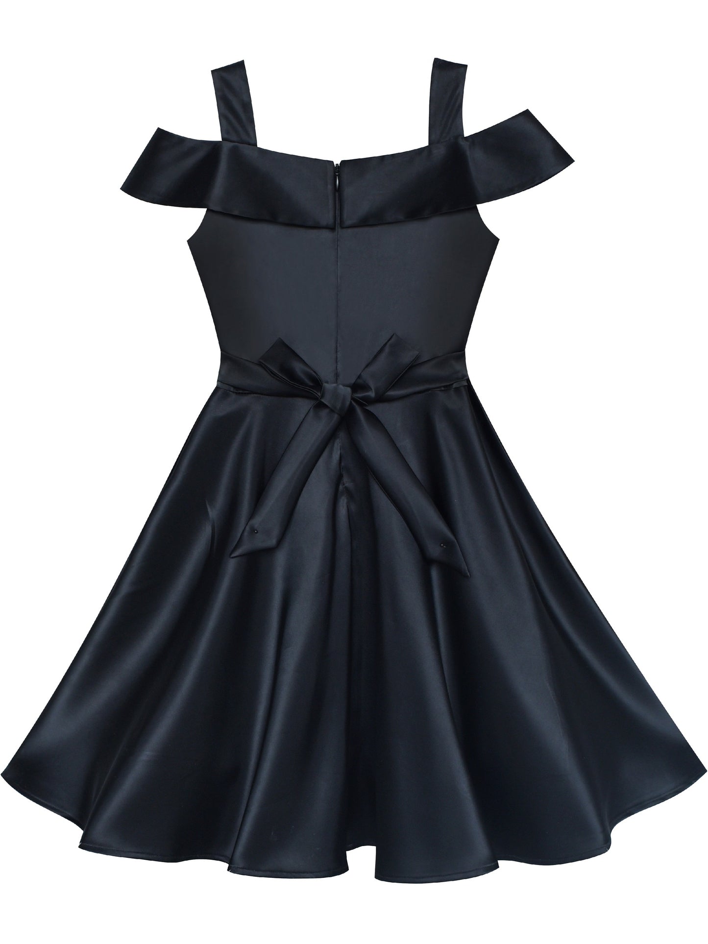 Girls Dress Black Off Shoulder Flare Party Black