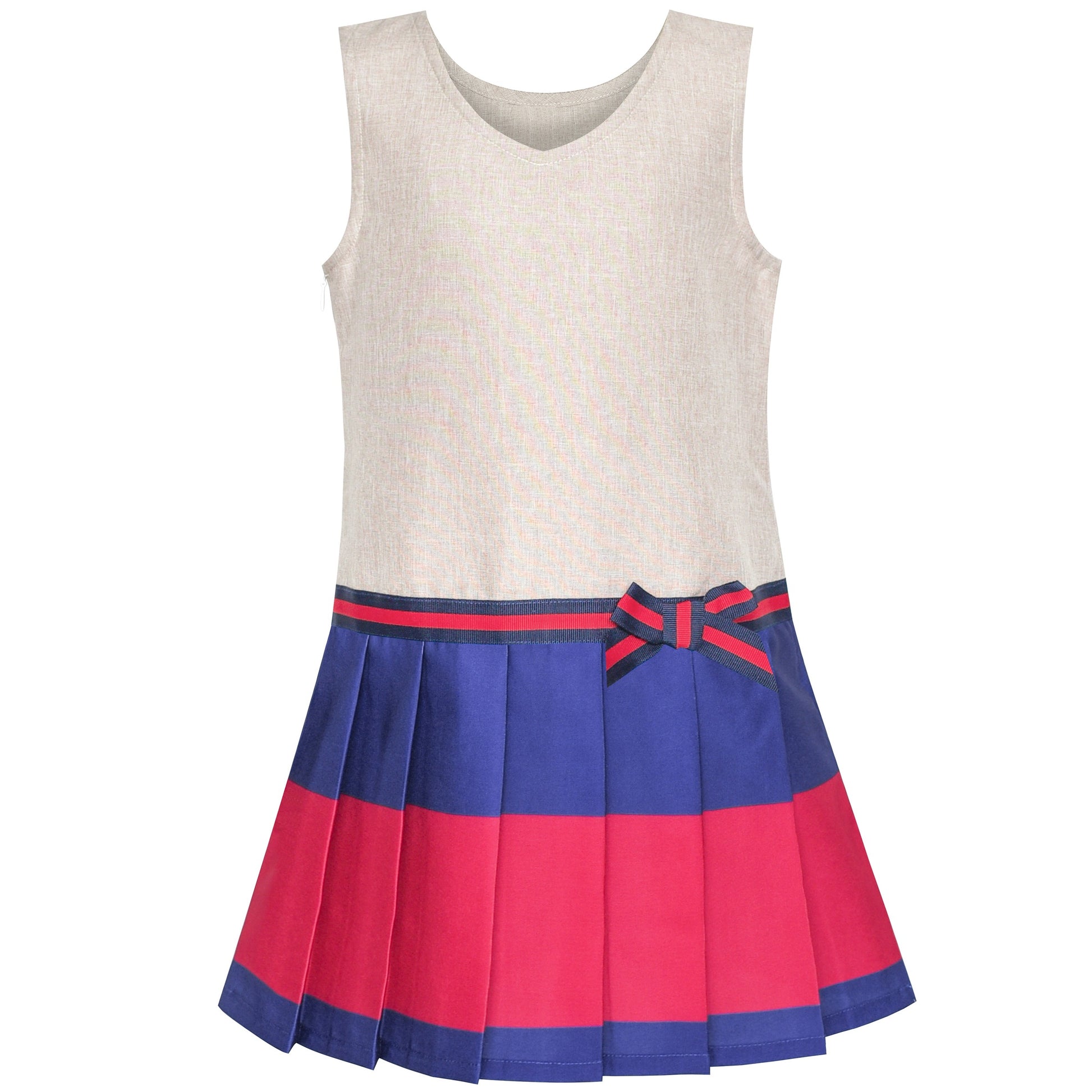Girls Dress Red Tartan Back School Uniform White Collar Dress Multi-Color