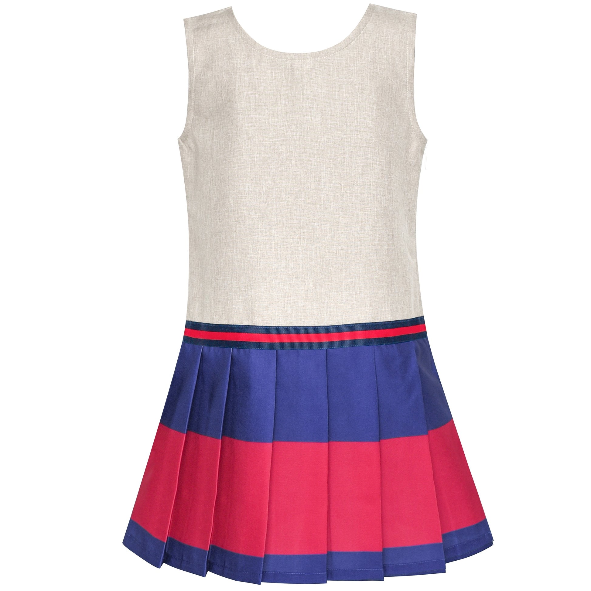 Girls Dress Red Tartan Back School Uniform White Collar Dress Multi-Color