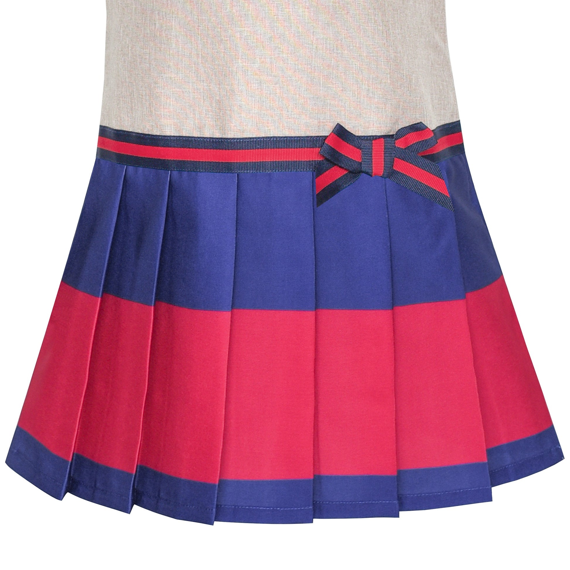 Girls Dress Red Tartan Back School Uniform White Collar Dress Multi-Color