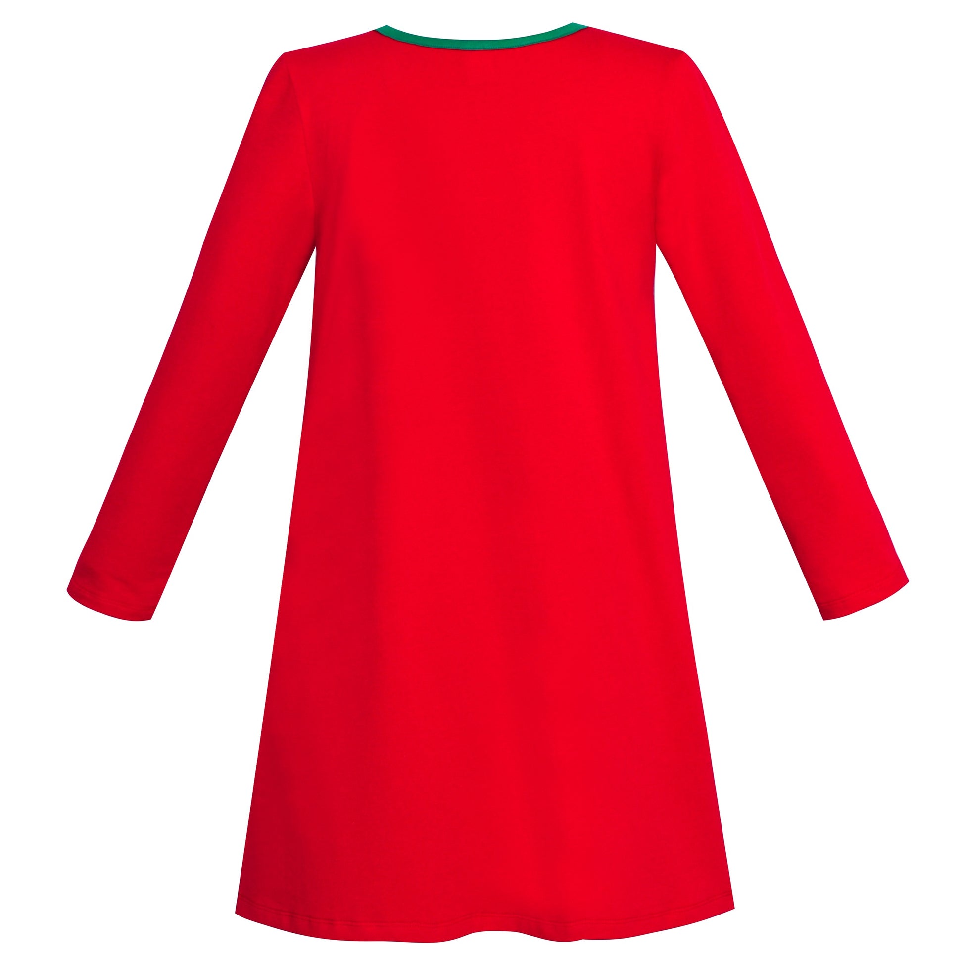 Girls Dress Long Sleeve Christmas Reindeer Snow Holiday Party Red