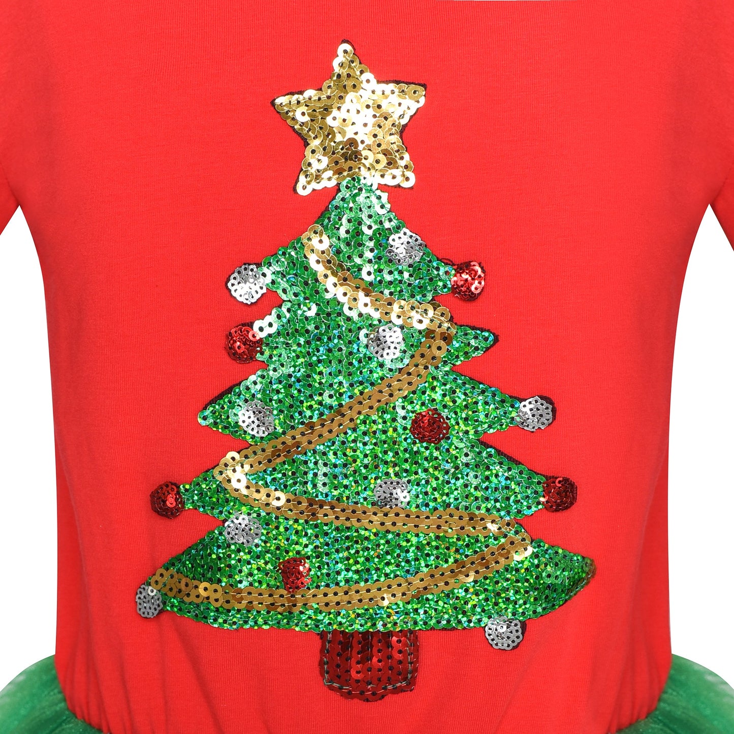 Girls Dress Christmas Reindeer Long Sleeve Party Dress Red