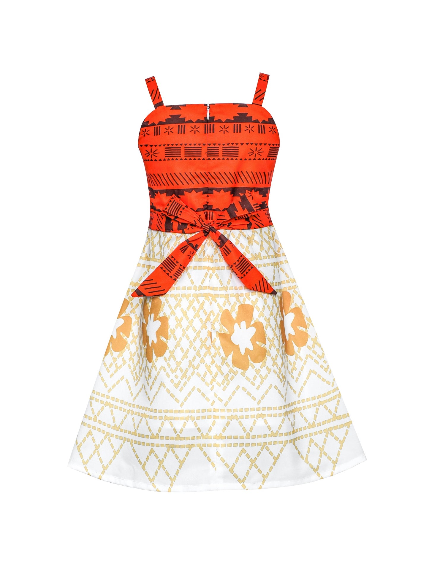 Girls Dress Moana Costume Cartoon Cosplay Halloween Princess Multi-Color