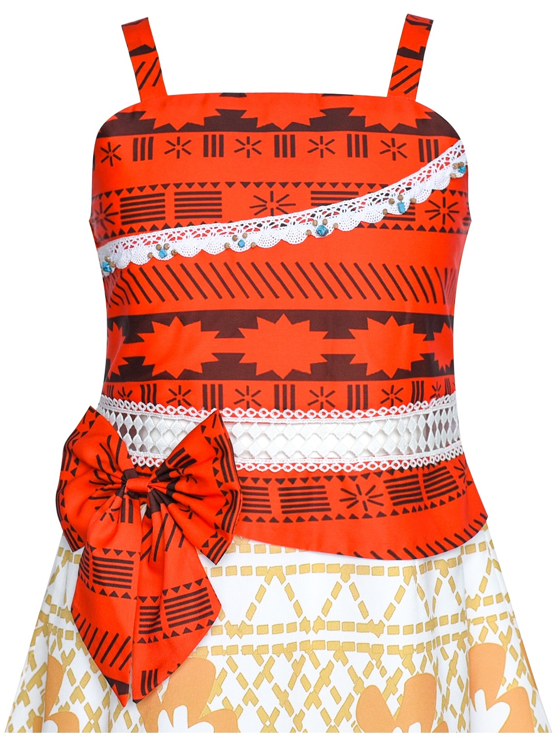 Girls Dress Moana Costume Cartoon Cosplay Halloween Princess Multi-Color