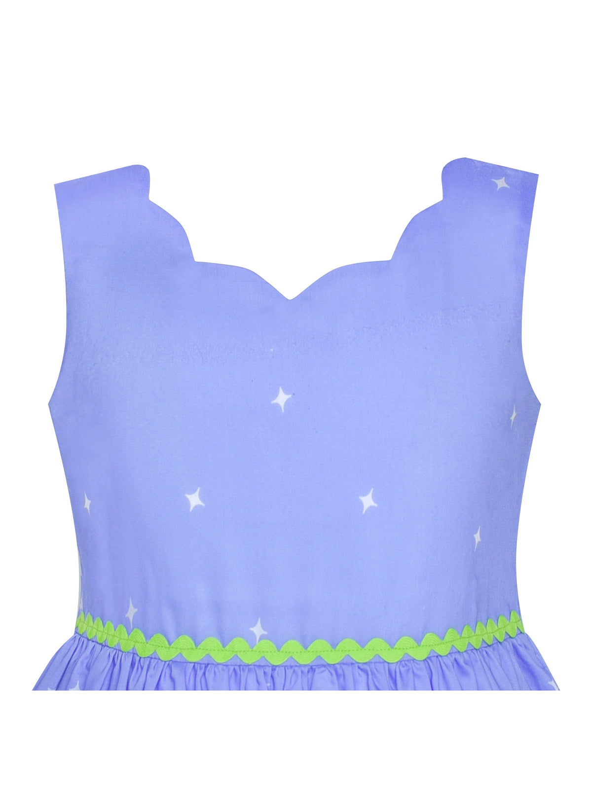 Girls Dress Embroidered Sash Blooming Flower Painting Style Blue - Bluish Purple Unicorn