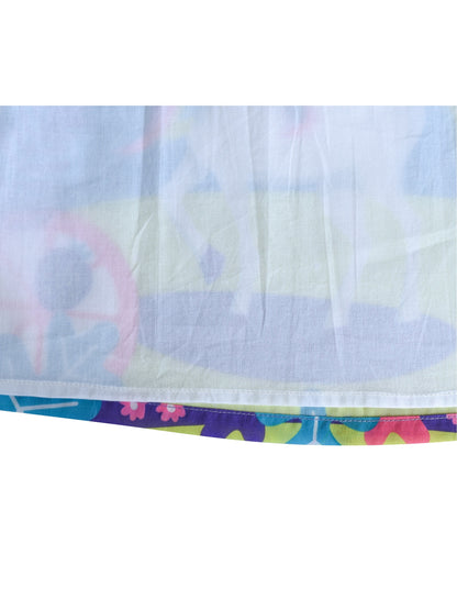 Girls Dress Embroidered Sash Blooming Flower Painting Style Blue - Bluish Purple Unicorn