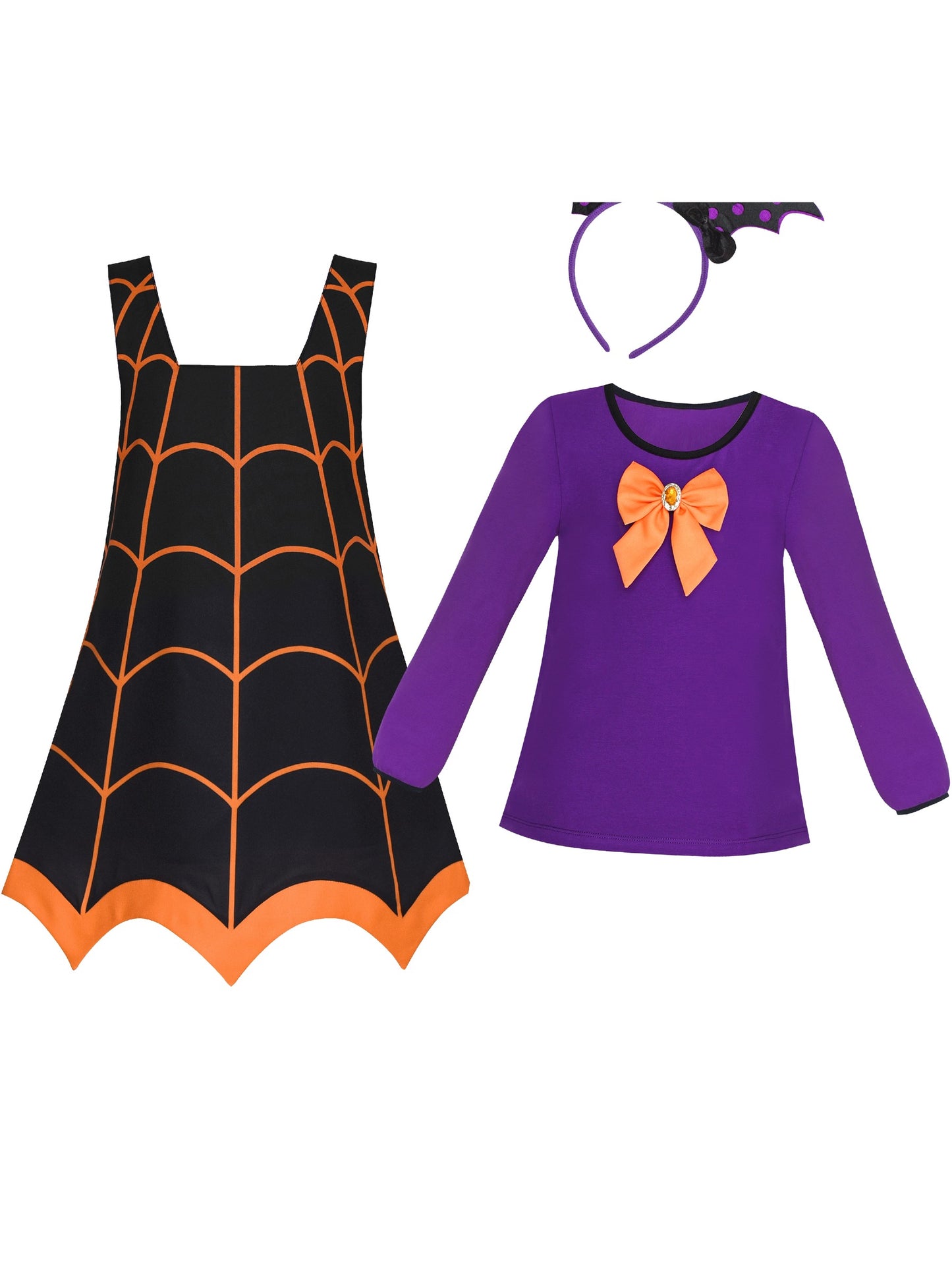Girls Dress 2-in-1 Vampire Girl Halloween Costume Headband Black