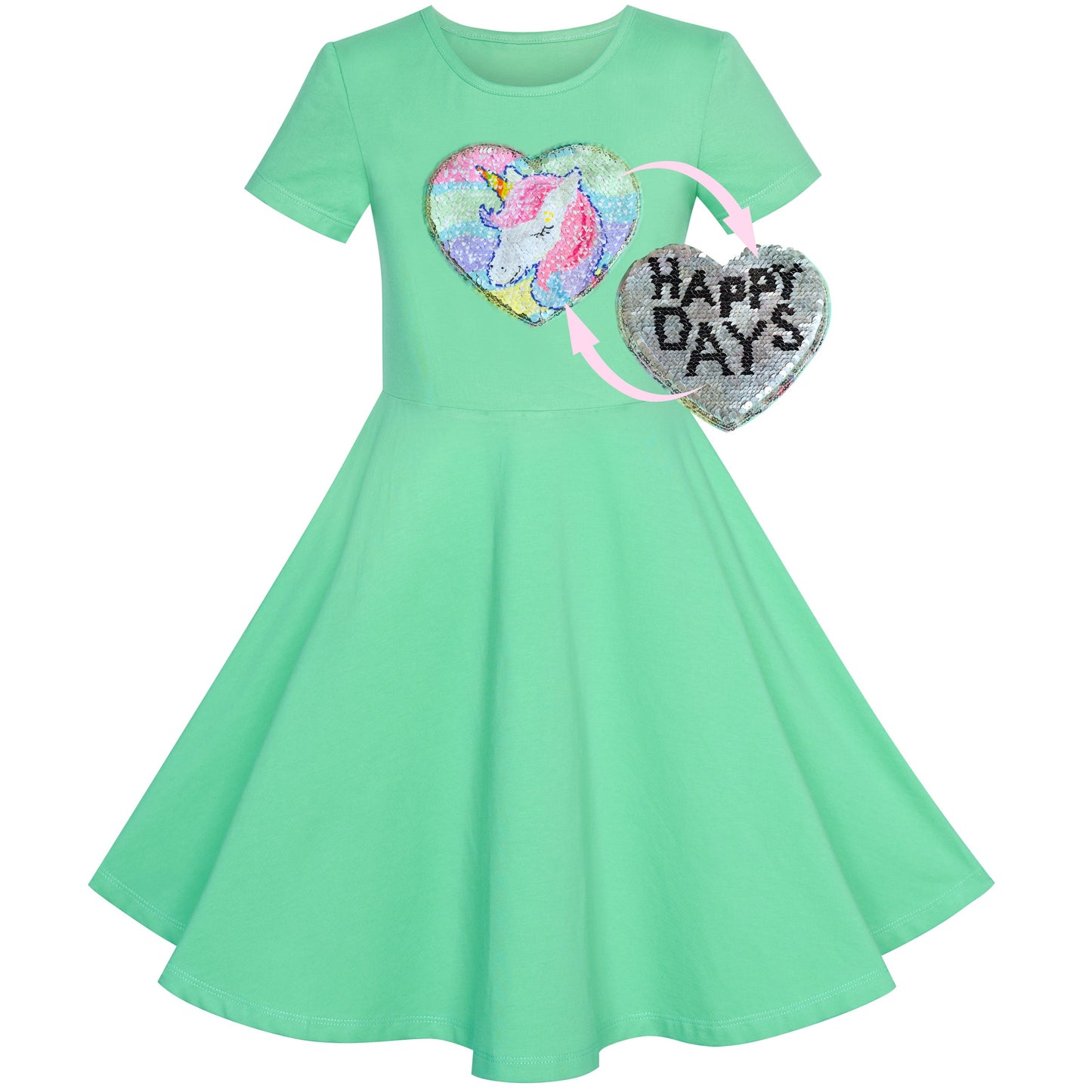 Girls Dress Blue Dot Rabbit Bunny Knitted Cotton Sundress Green