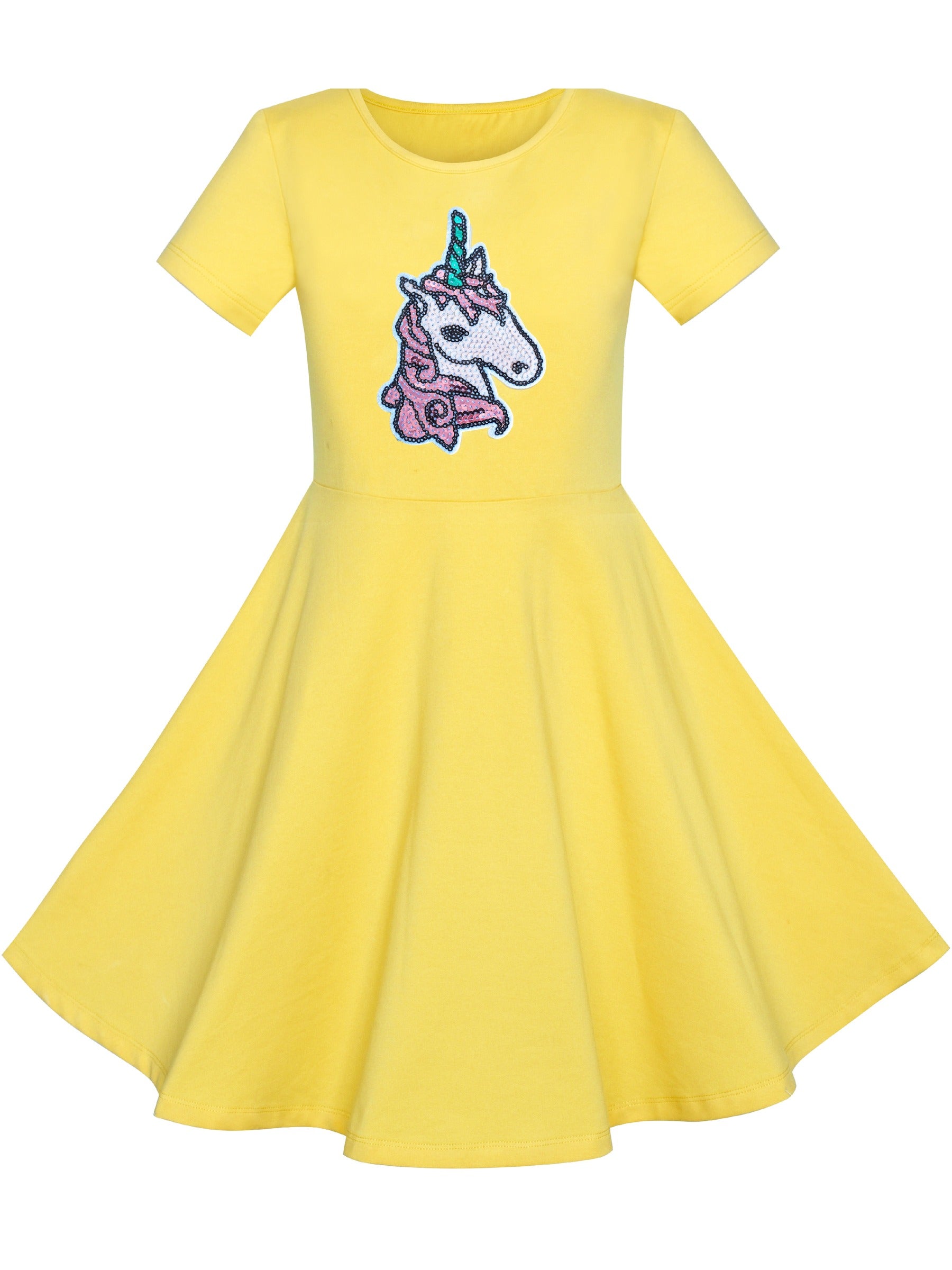 Girls Dress Blue Dot Rabbit Bunny Knitted Cotton Sundress Yellow
