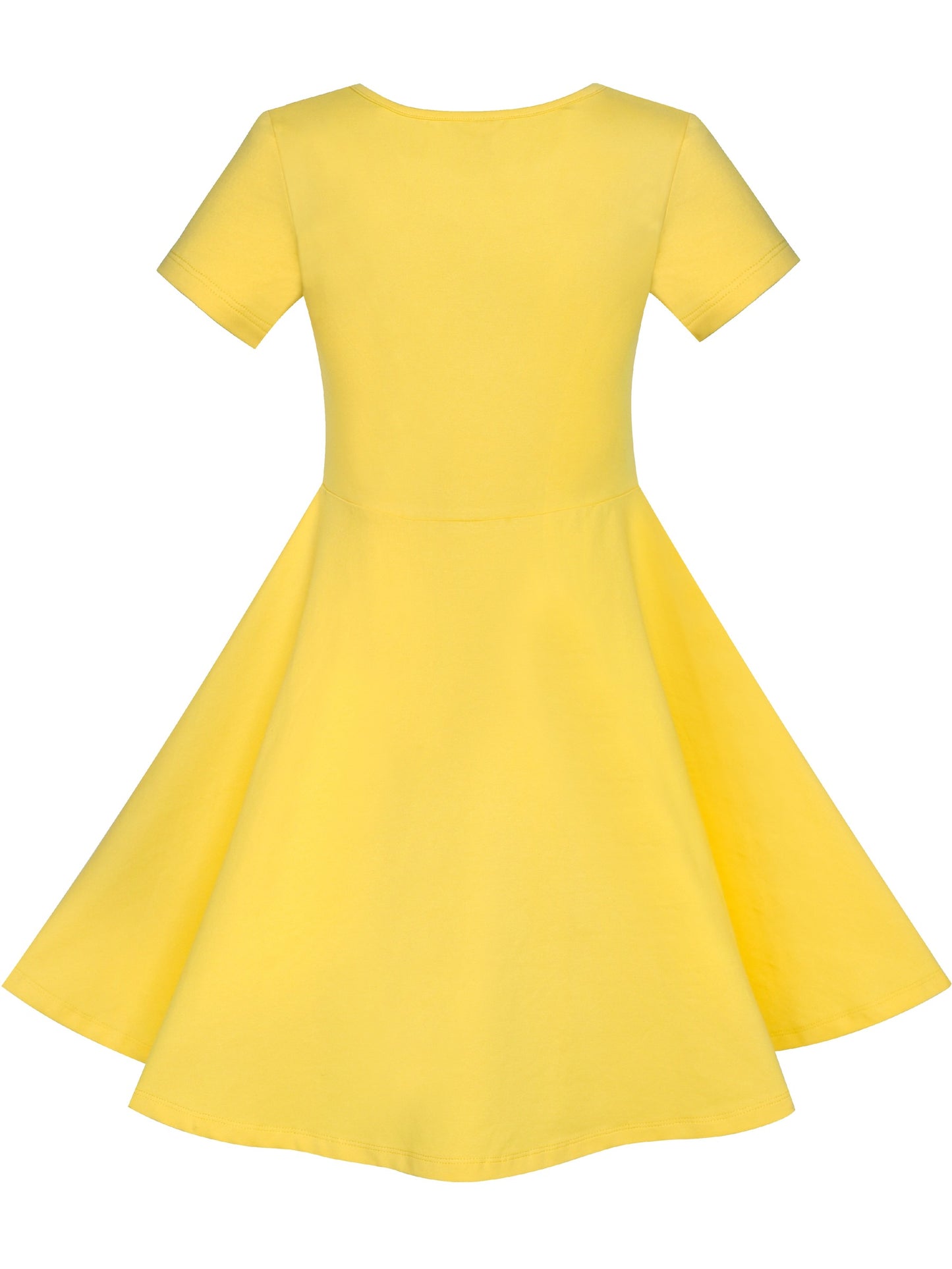 Girls Dress Blue Dot Rabbit Bunny Knitted Cotton Sundress Yellow
