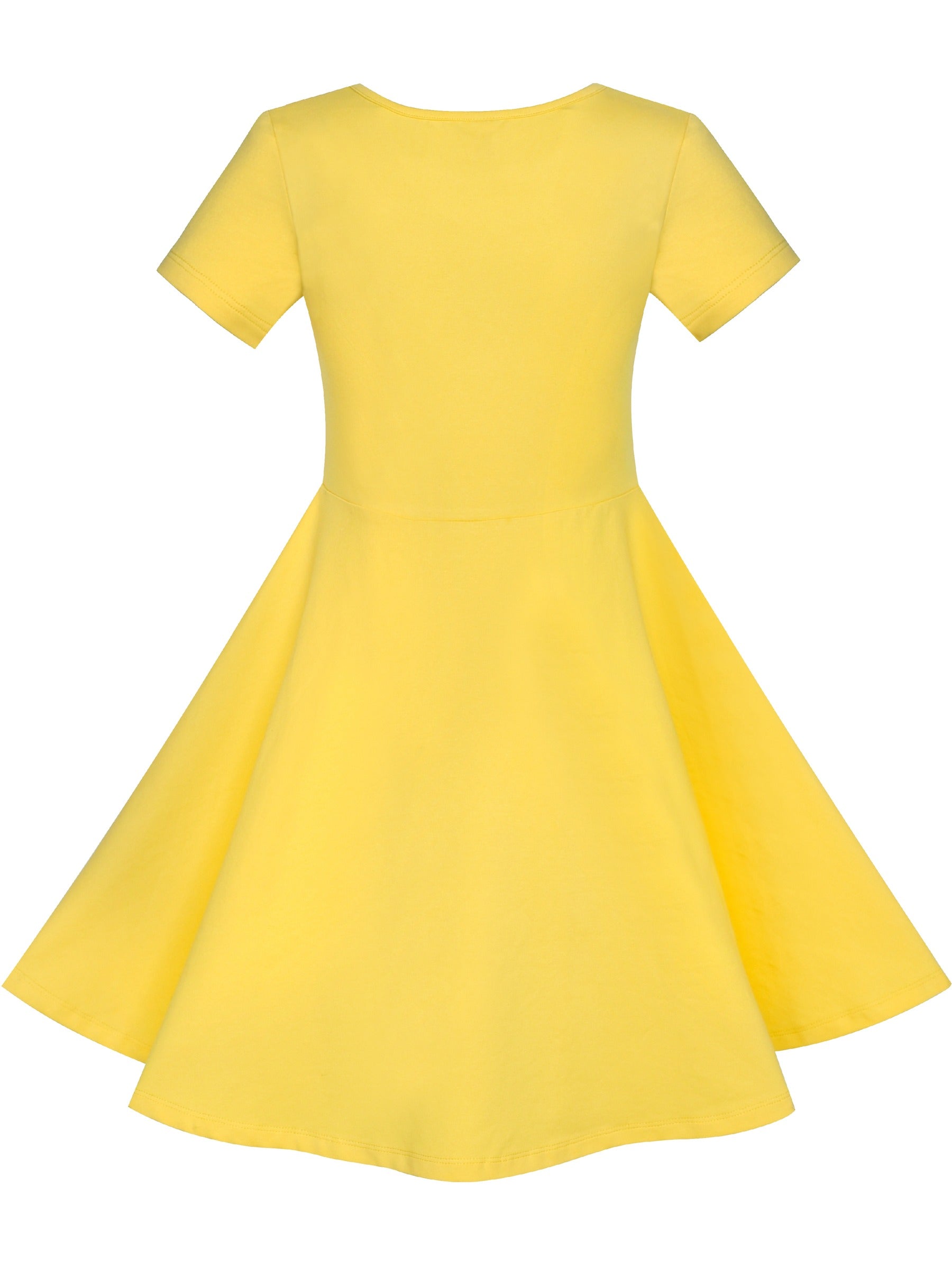 Girls Dress Blue Dot Rabbit Bunny Knitted Cotton Sundress Yellow