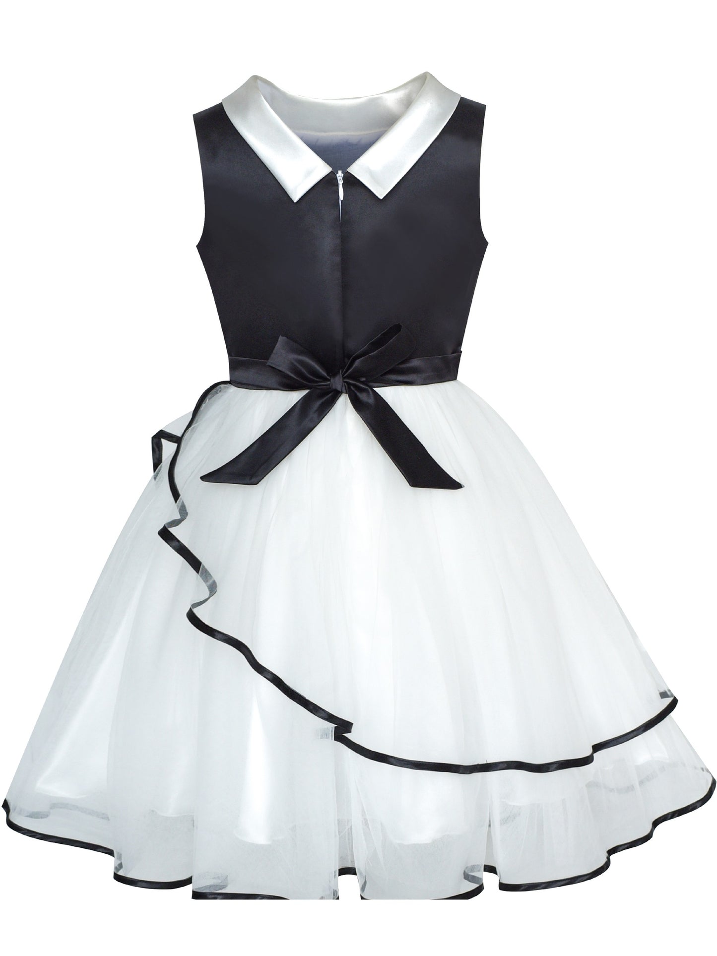 Flower Girls Dress Blue and White Butterfly Pageant White