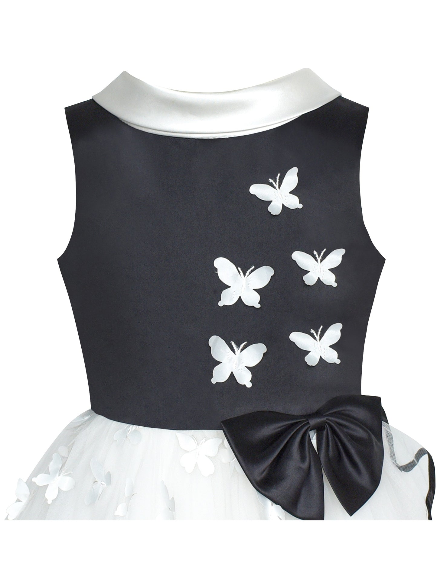 Flower Girls Dress Blue and White Butterfly Pageant White