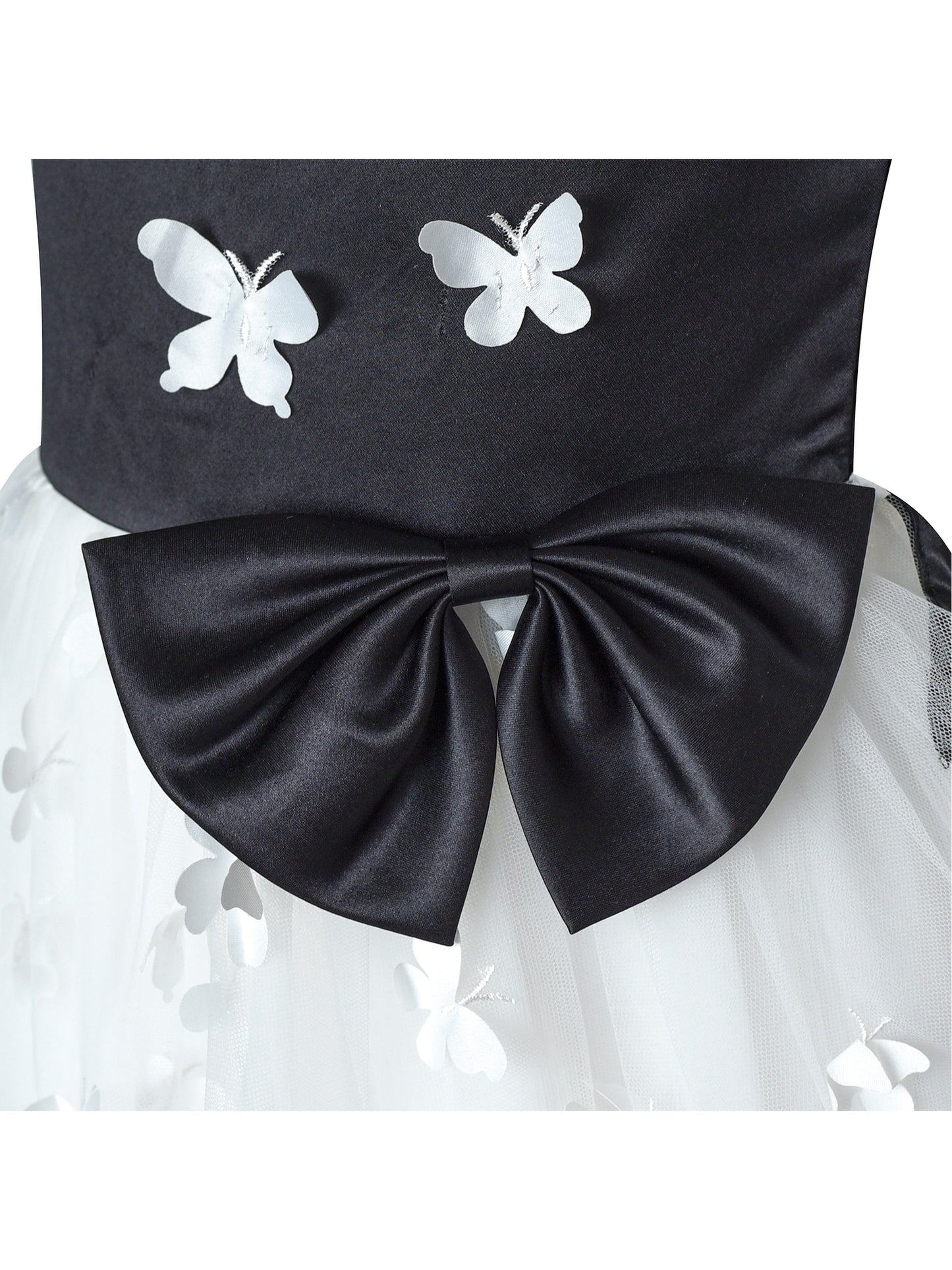 Flower Girls Dress Blue and White Butterfly Pageant White