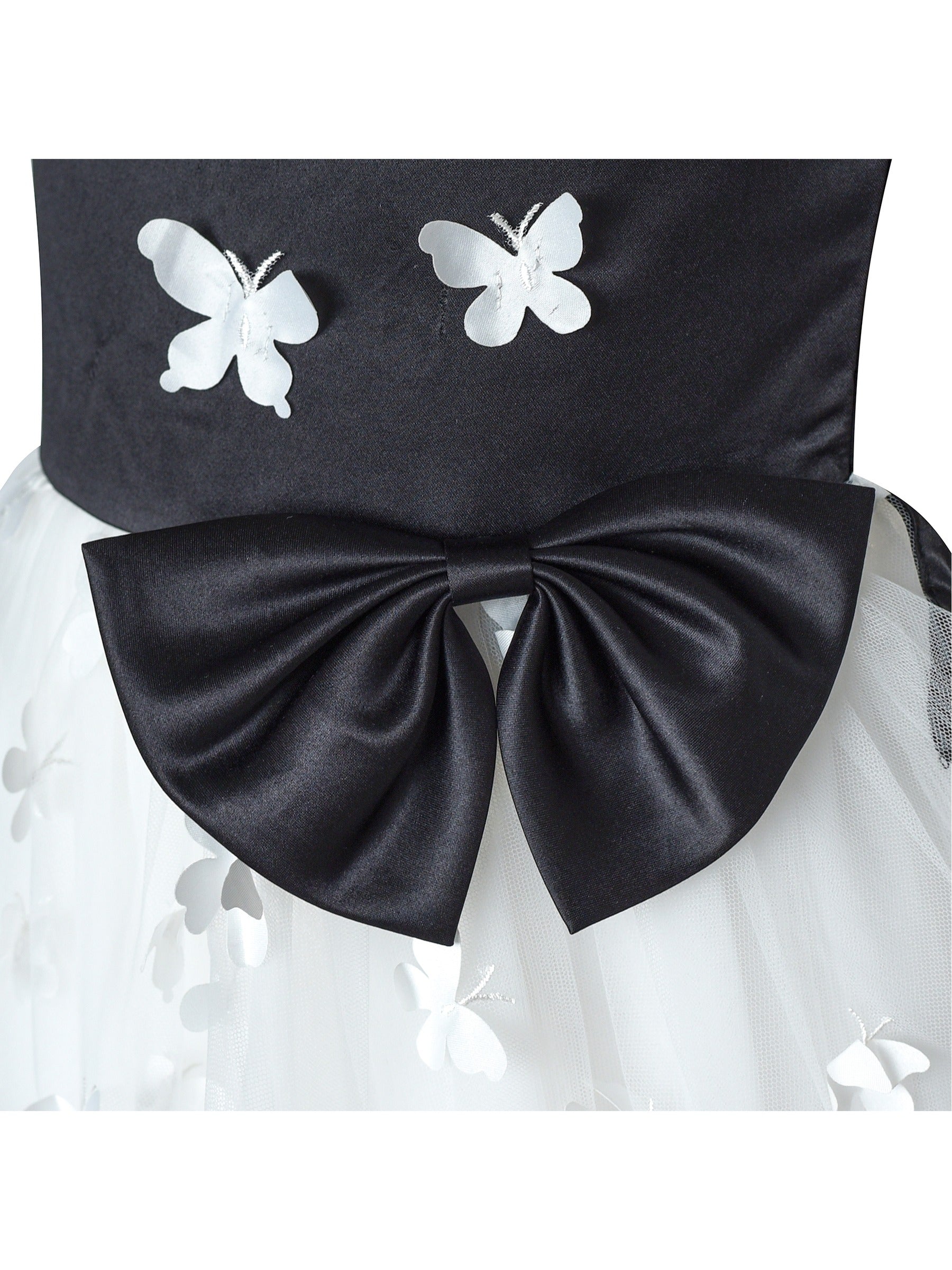 Flower Girls Dress Blue and White Butterfly Pageant White