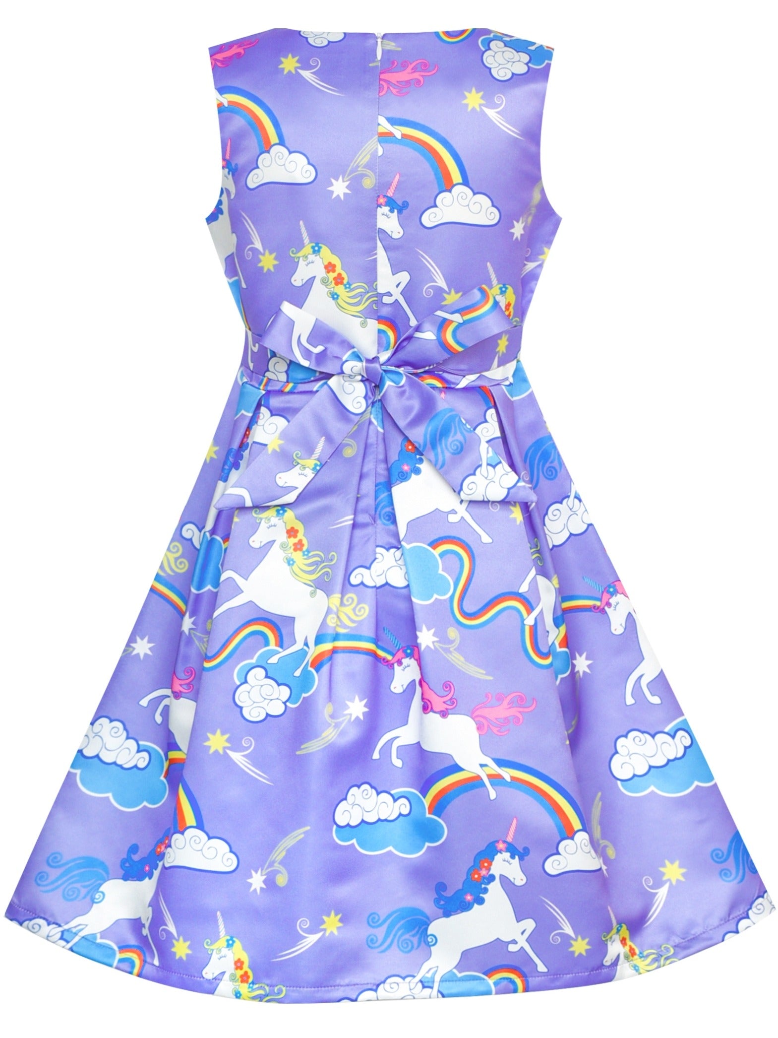 Girls Dress Flower Garden Print Elegant Chinese Style Purple